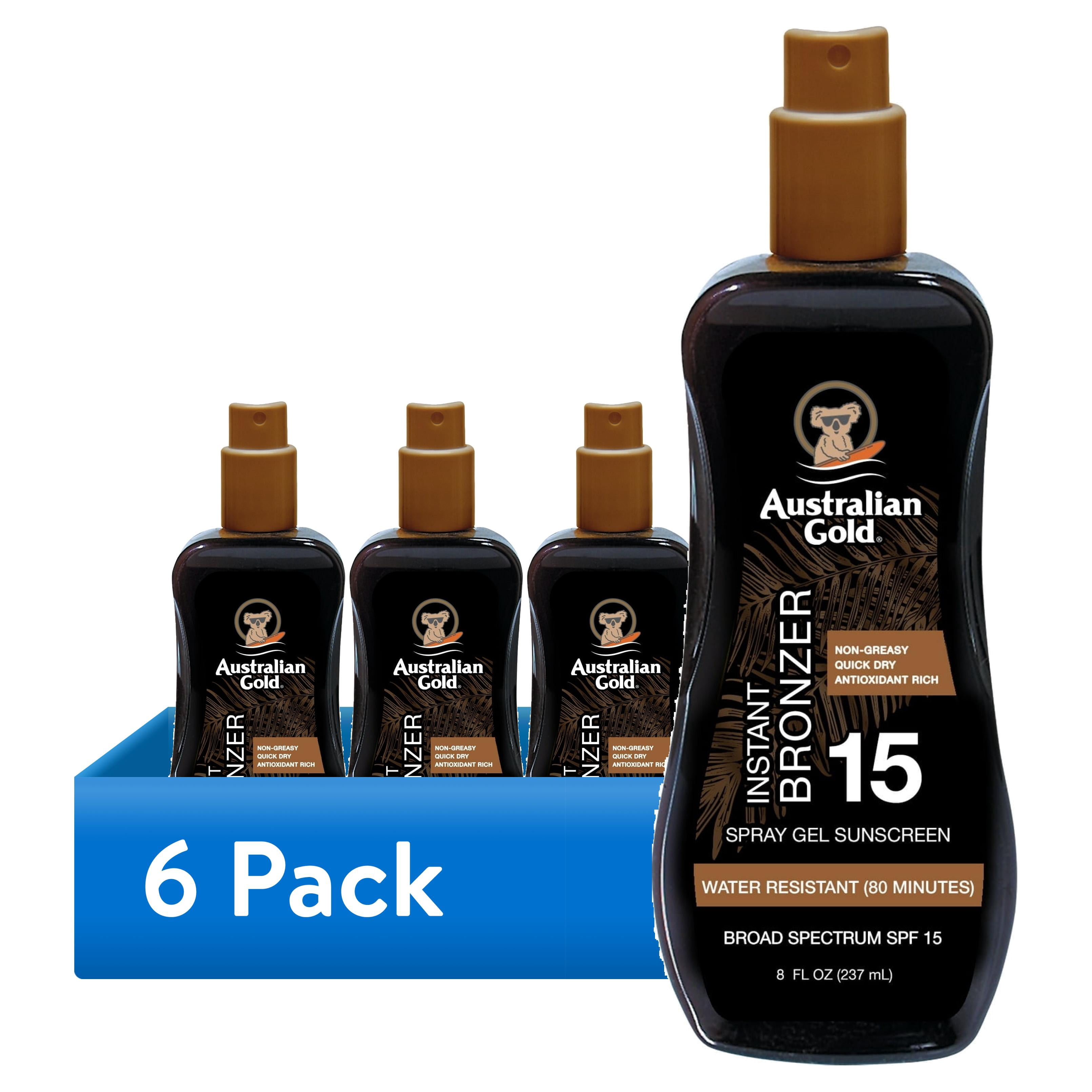 (6 pack) Australian Gold Spray Gel Bronzer SPF 15, 8 fl. oz