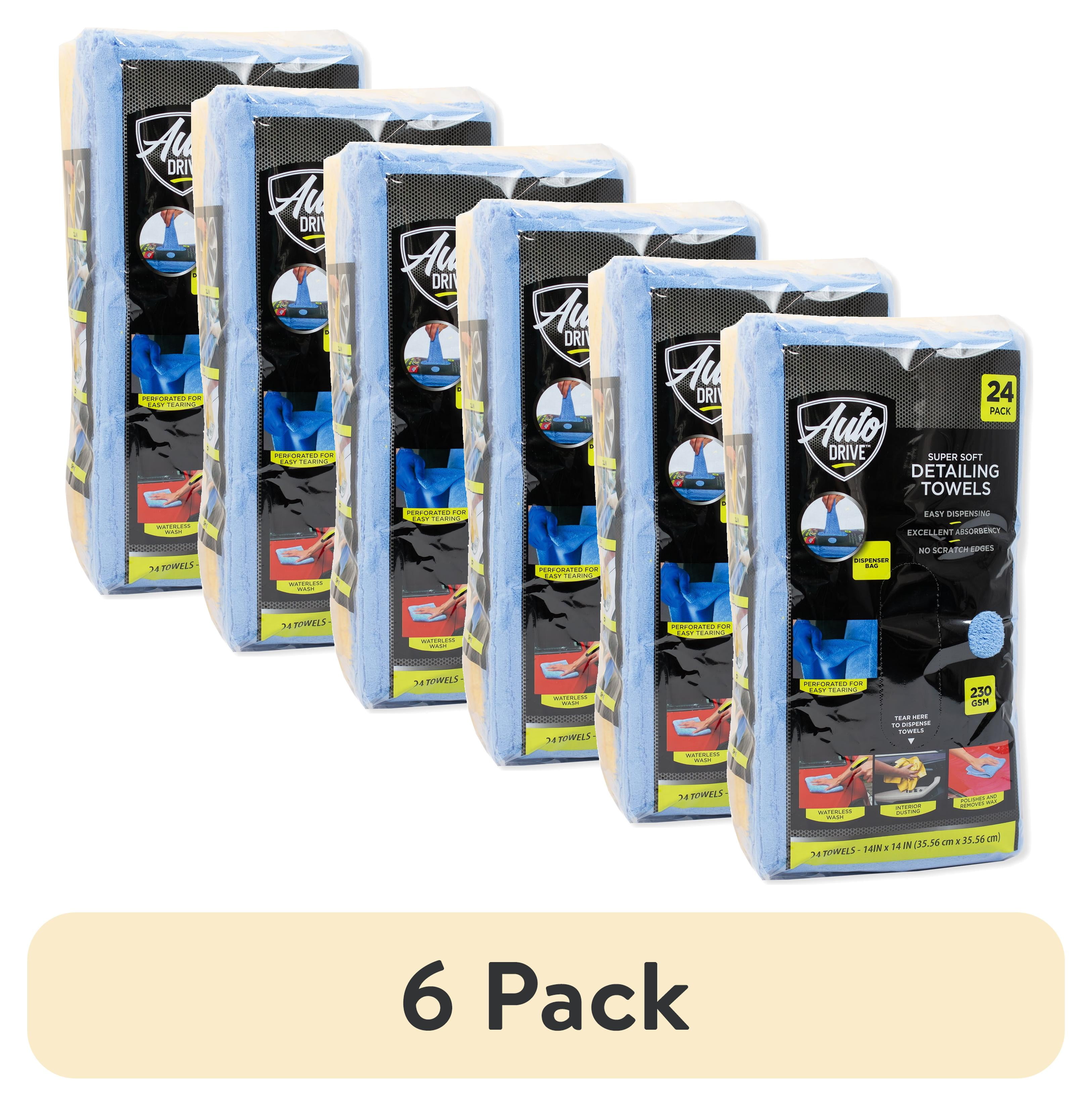 (6 pack) Auto Drive Coral Fleece Microfiber Towel, 24 Pack, Multi-Purpose Cleaning and Detailing, Blue & Yellow