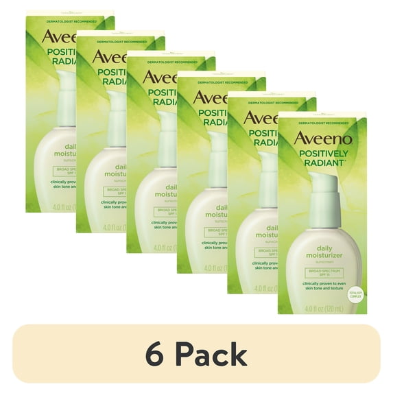 (6 pack) Aveeno Positively Radiant Daily Face Moisturizer SPF 15, Skin Care, 4 fl. oz