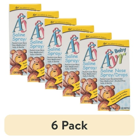 (6 pack) Ayr Baby Saline Nasal Spray/Drops, 1 Oz.