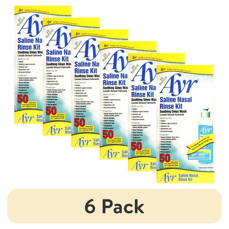 (6 pack) Ayr Saline Nasal Rinse Kit 50 Count