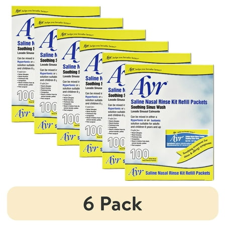 (6 pack) Ayr Saline Nasal Rinse Kit Ref 100 Count