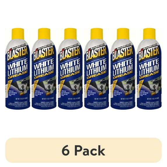(6 pack) B'laster 16-LG White Lithium Grease, Oil Lubricant, 11 oz