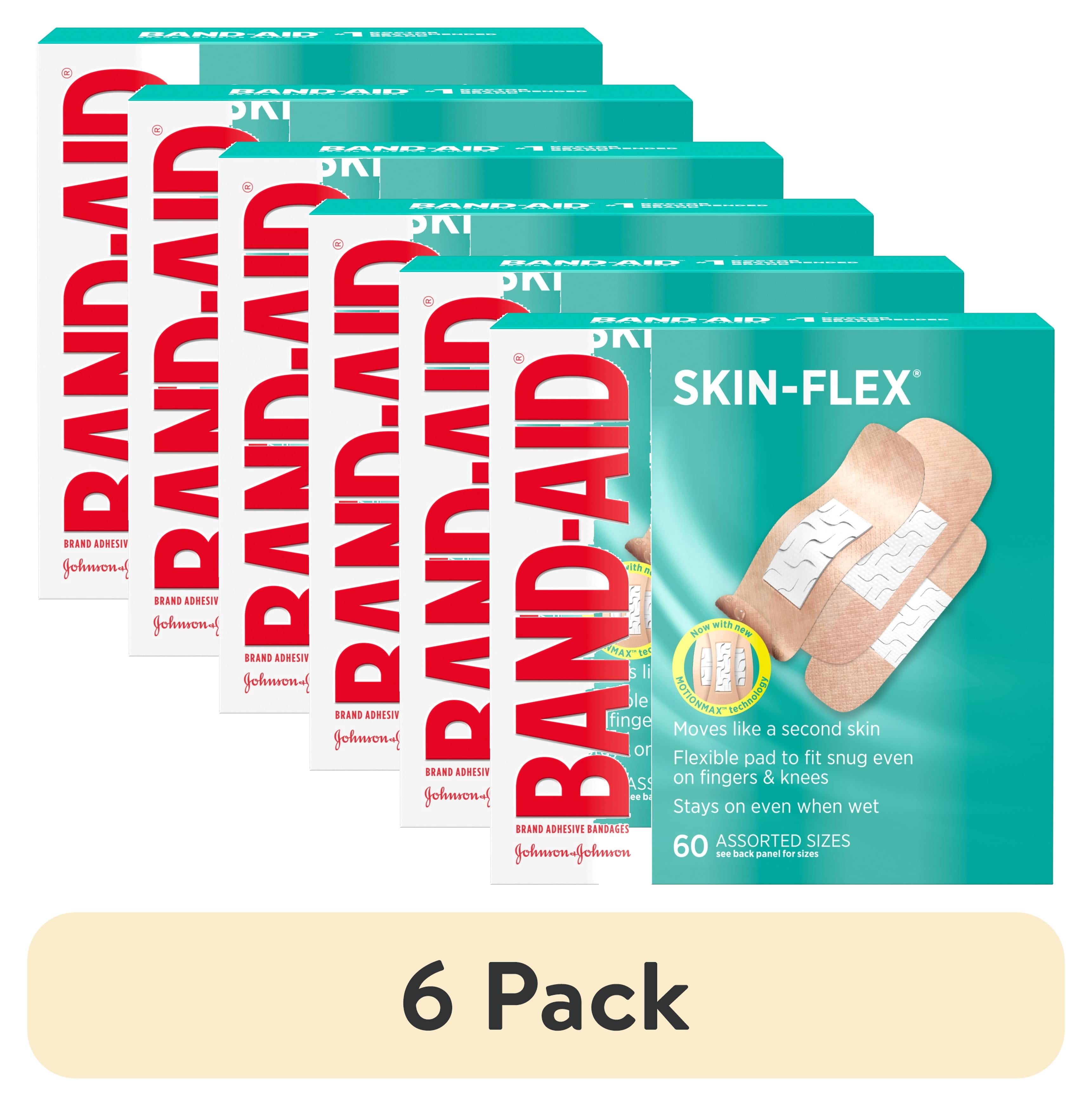(6 pack) BAND-AID Brand Skin-Flex Adhesive Bandages, Assorted, 60 Count
