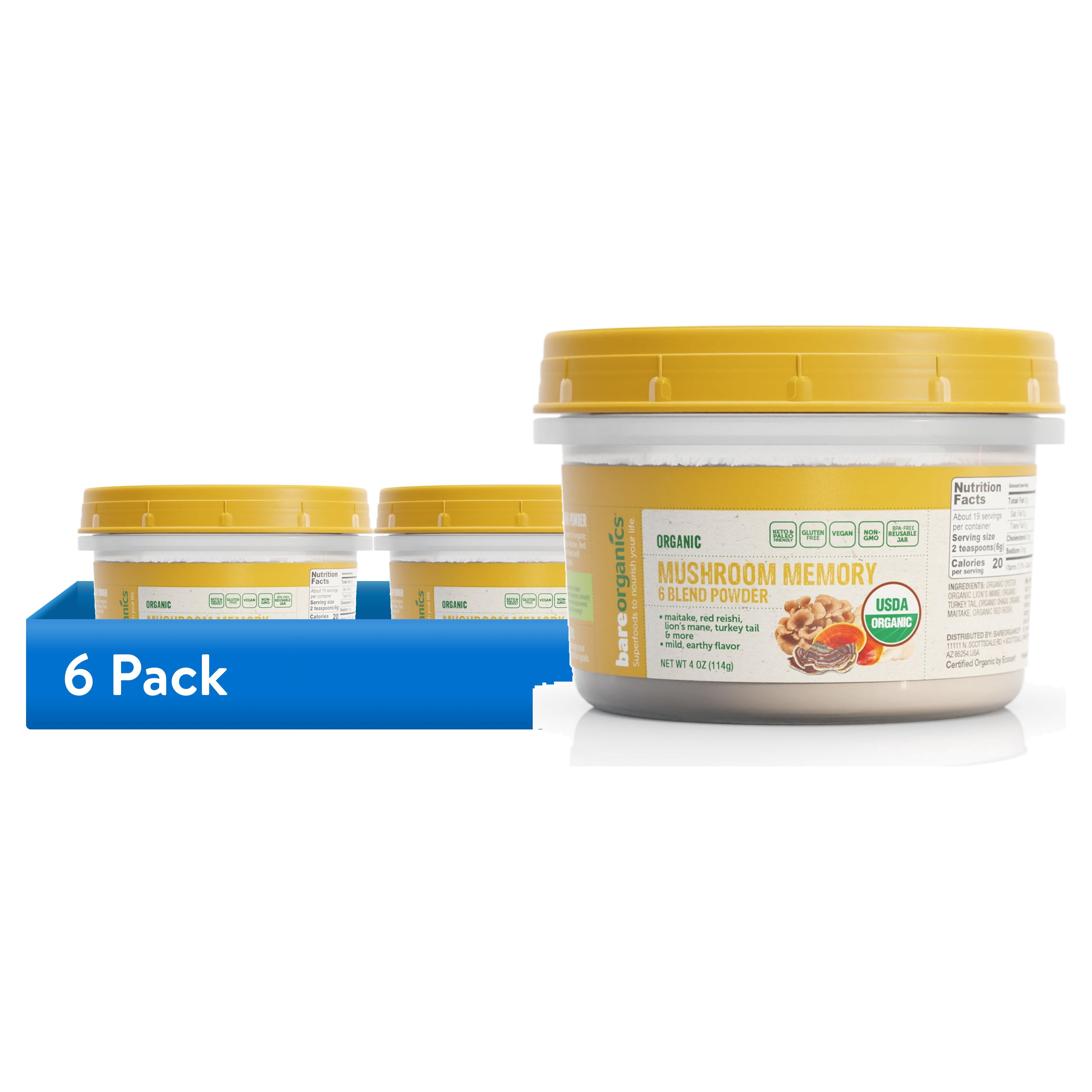 (6 pack) BAREORGANICS Organic Mushroom Memory 4 OZ