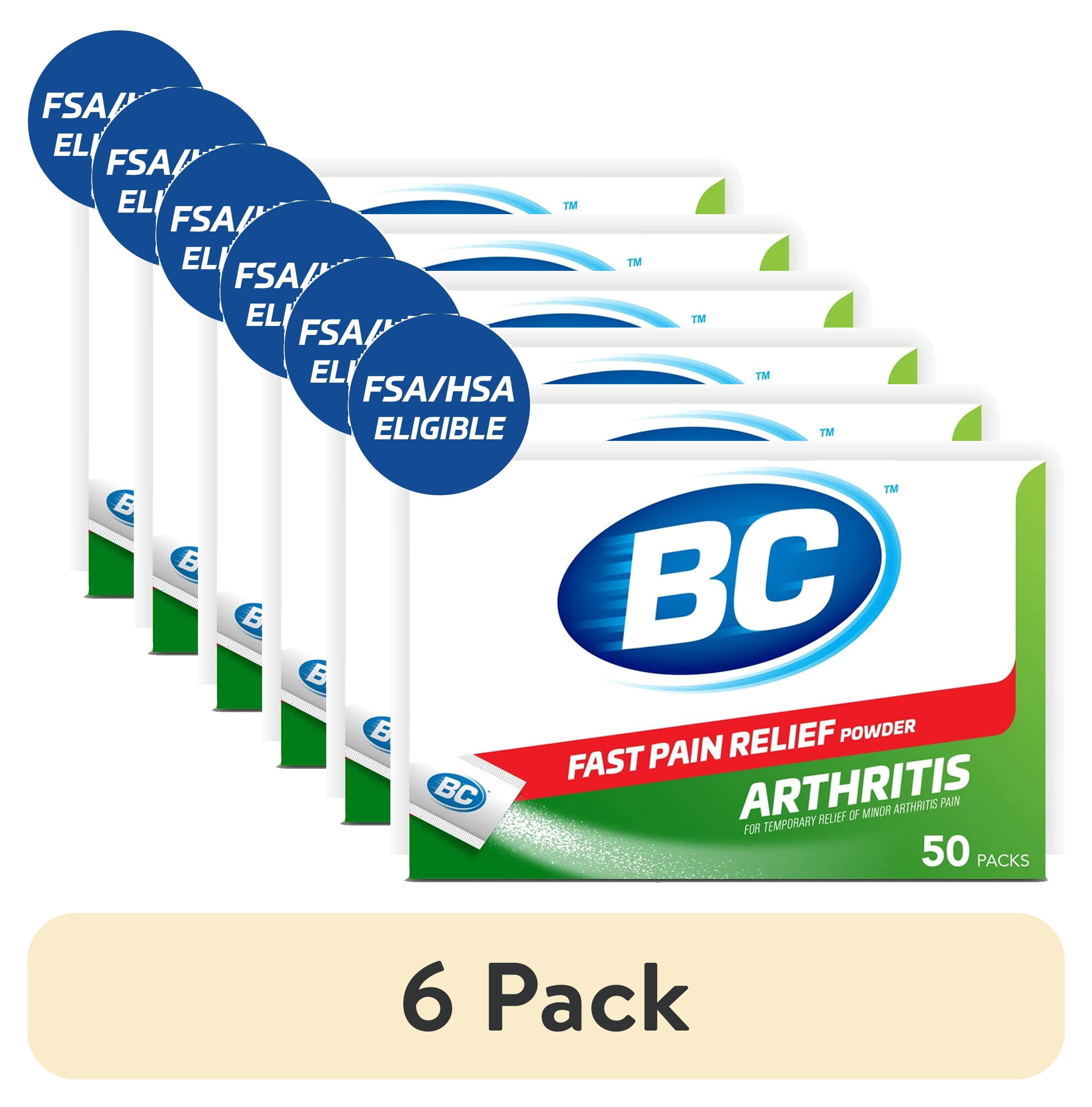(6 pack) BC Powder Arthritis Pain Reliever, Aspirin Dissolve Packs, 50 Count Powder Packets