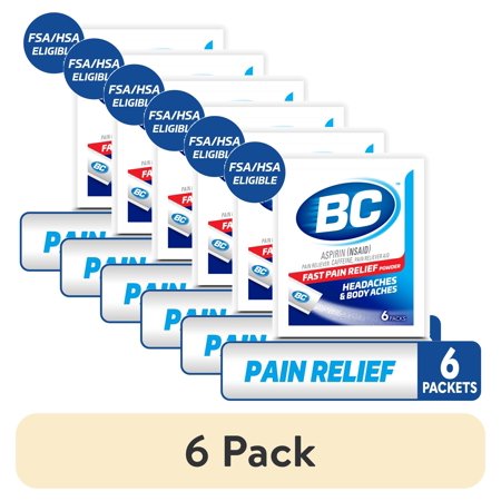 (6 pack) BC Pain Relief Powder, Original Strength Headache Relief with Aspirin & Caffeine, 6 Count