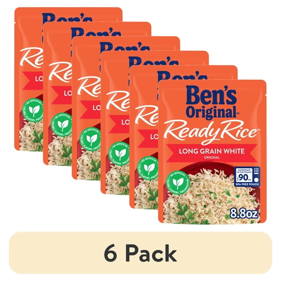 (6 pack) BEN'S ORIGINAL Ready Rice Original Long Grain White Rice, Easy Dinner Side, 8.8 Ounce Pouch
