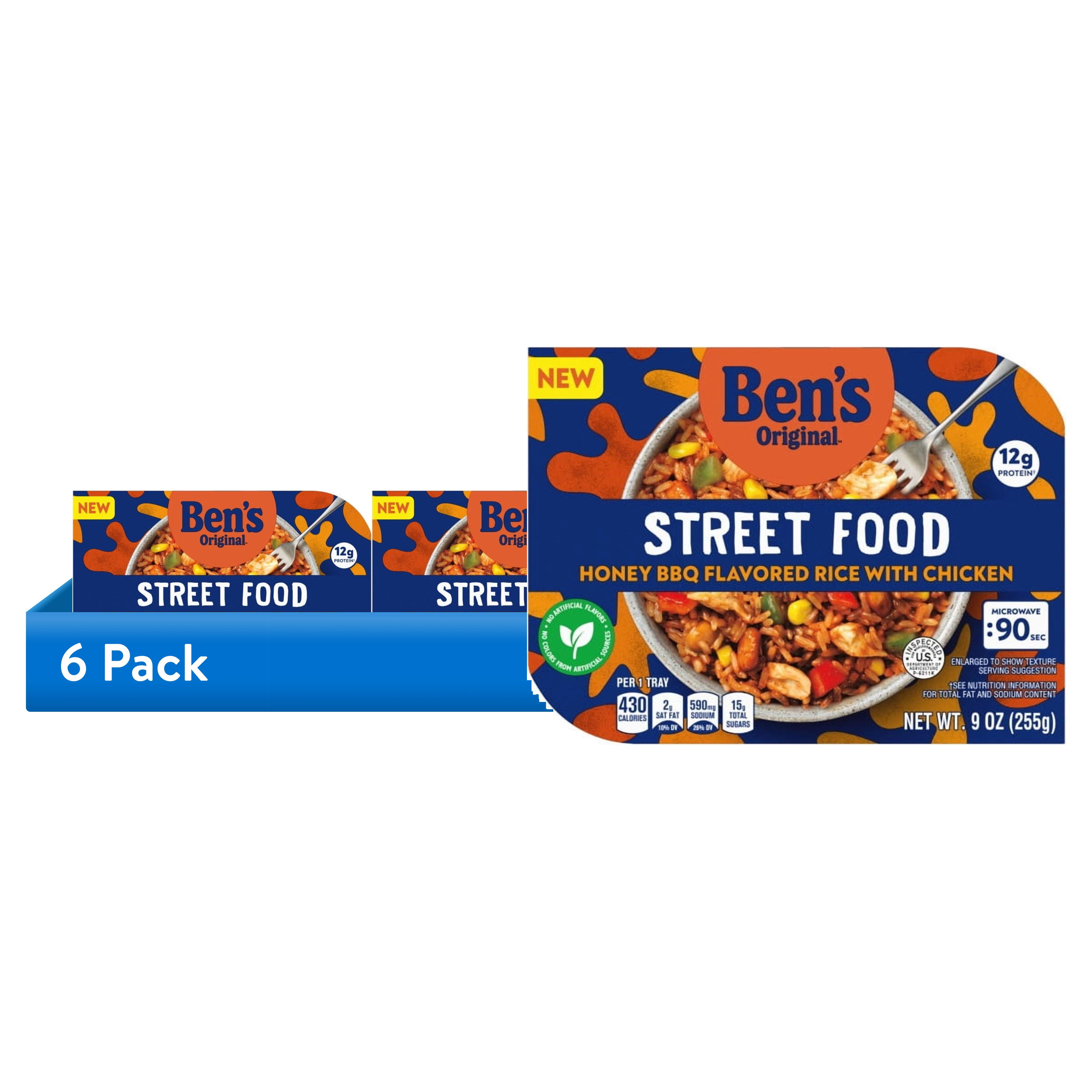(6 pack) BEN'S ORIGINAL™ Street Food Honey BBQ Bean & Rice with Chicken Microwaveable Bowl