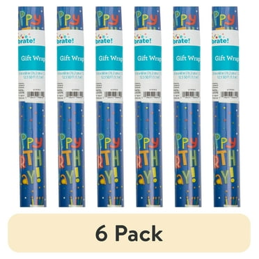 (6 pack) Multicolor Happy Birthday Gift Wrap Paper, 12.5 sq ft, by Way To Celebrate