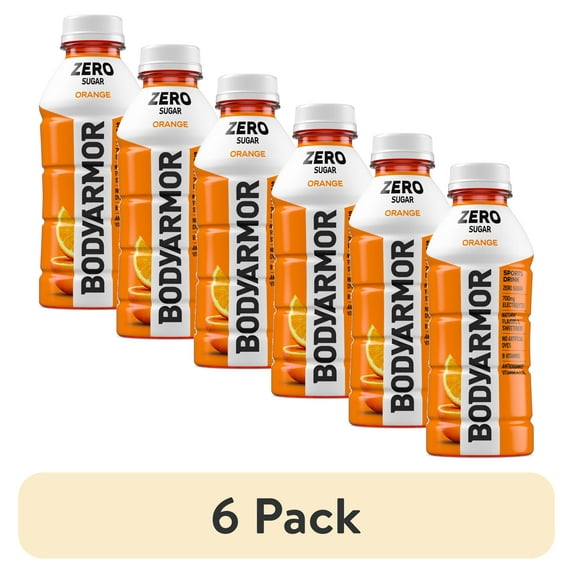 (6 pack) BODYARMOR Zero Sugar Orange Electrolyte Sports Drink, 16 fl oz Bottle