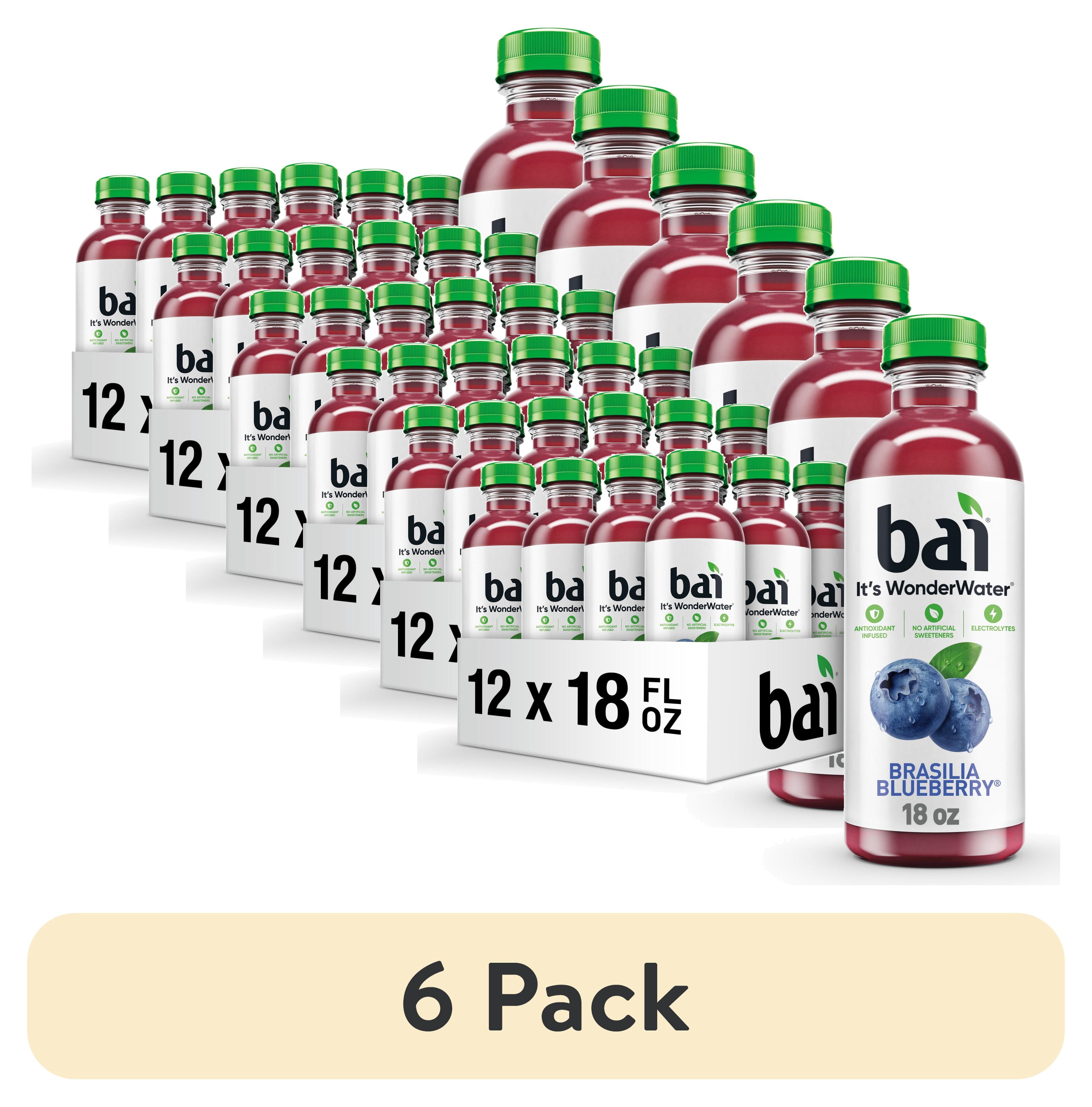 (6 pack) Bai Brasilia Blueberry Antioxidant Infused Water Beverage, 18 fl oz, 12 Pack Bottles