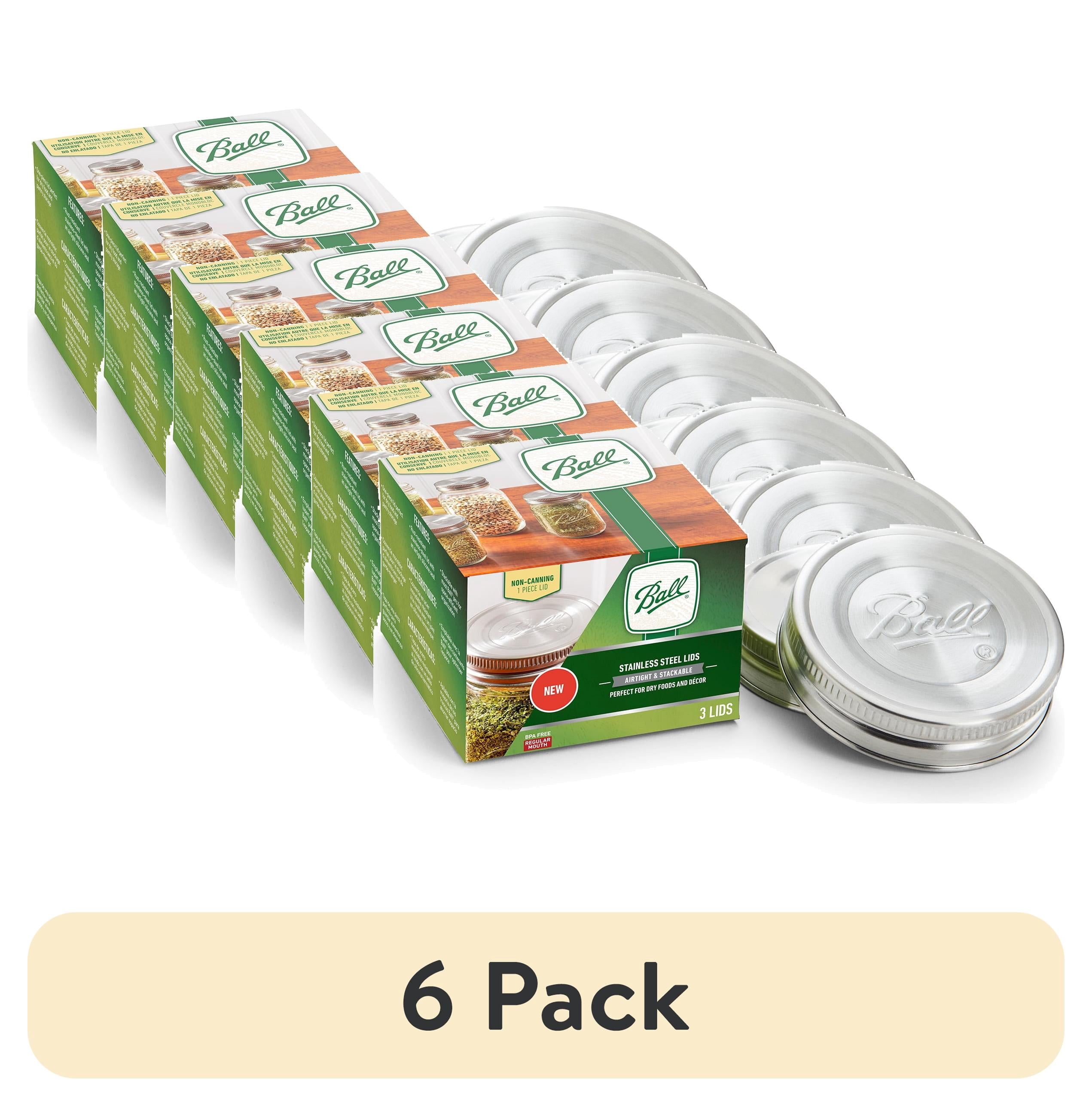 (6 pack) Ball 3-Pack Stainless Steel Mason Jar Lids - Regular Mouth