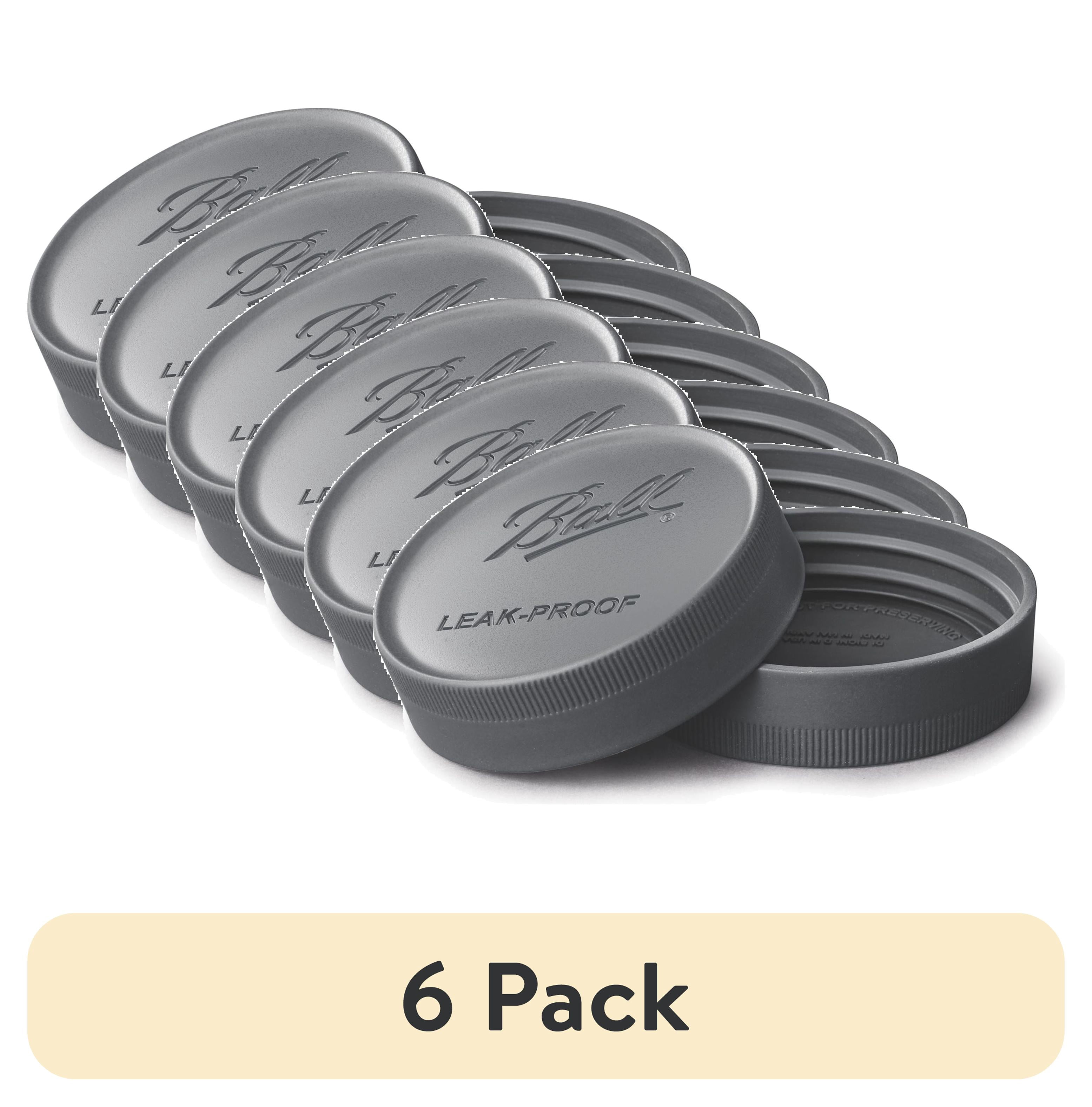 (6 pack) Ball 6-Pack Leakproof Plastic Mason Jar Lids - Wide Mouth, One