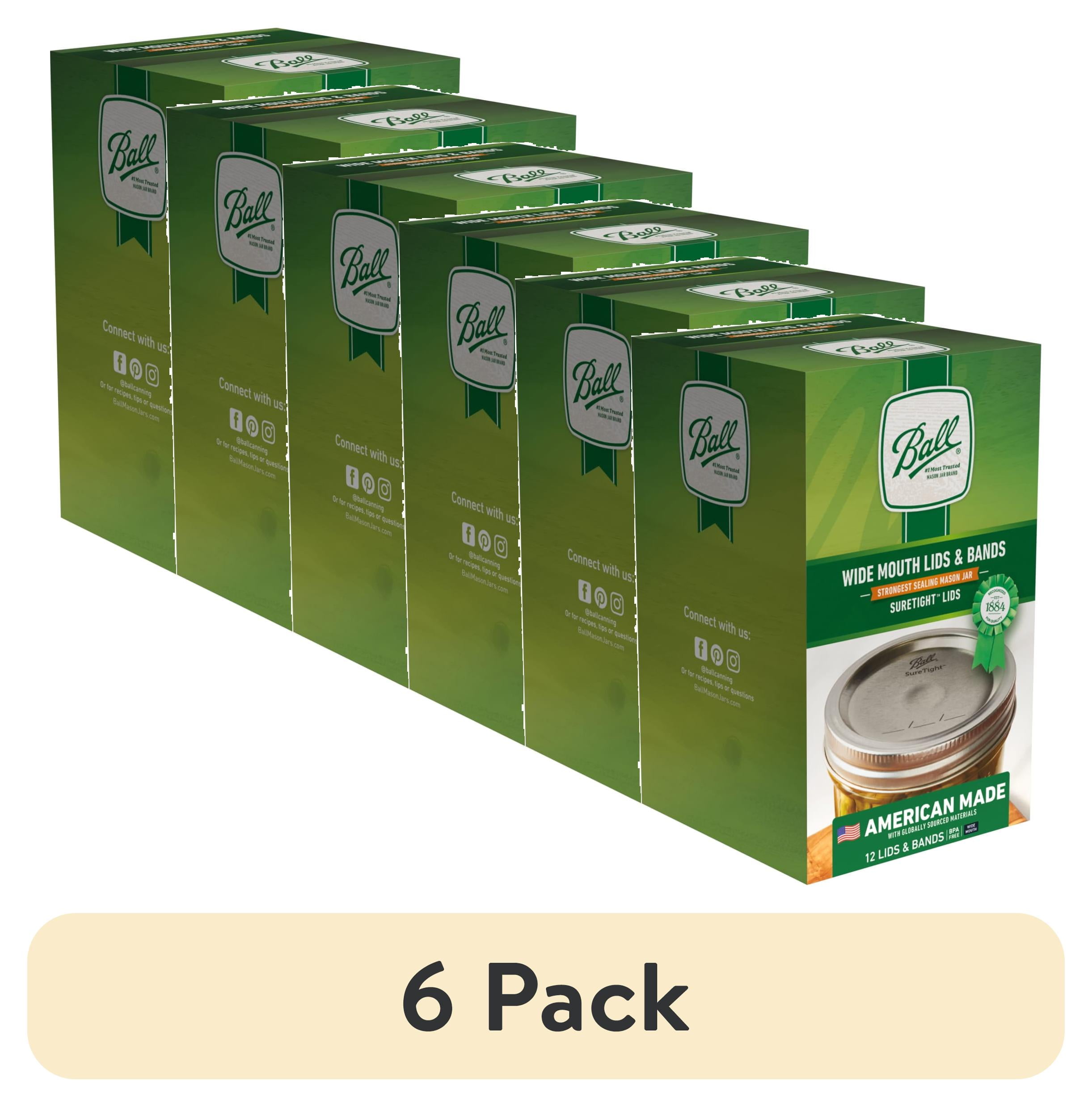 (6 pack) Ball, Wide Mouth Lids with Bands, BPA Free, 12 Count - Walmart.com