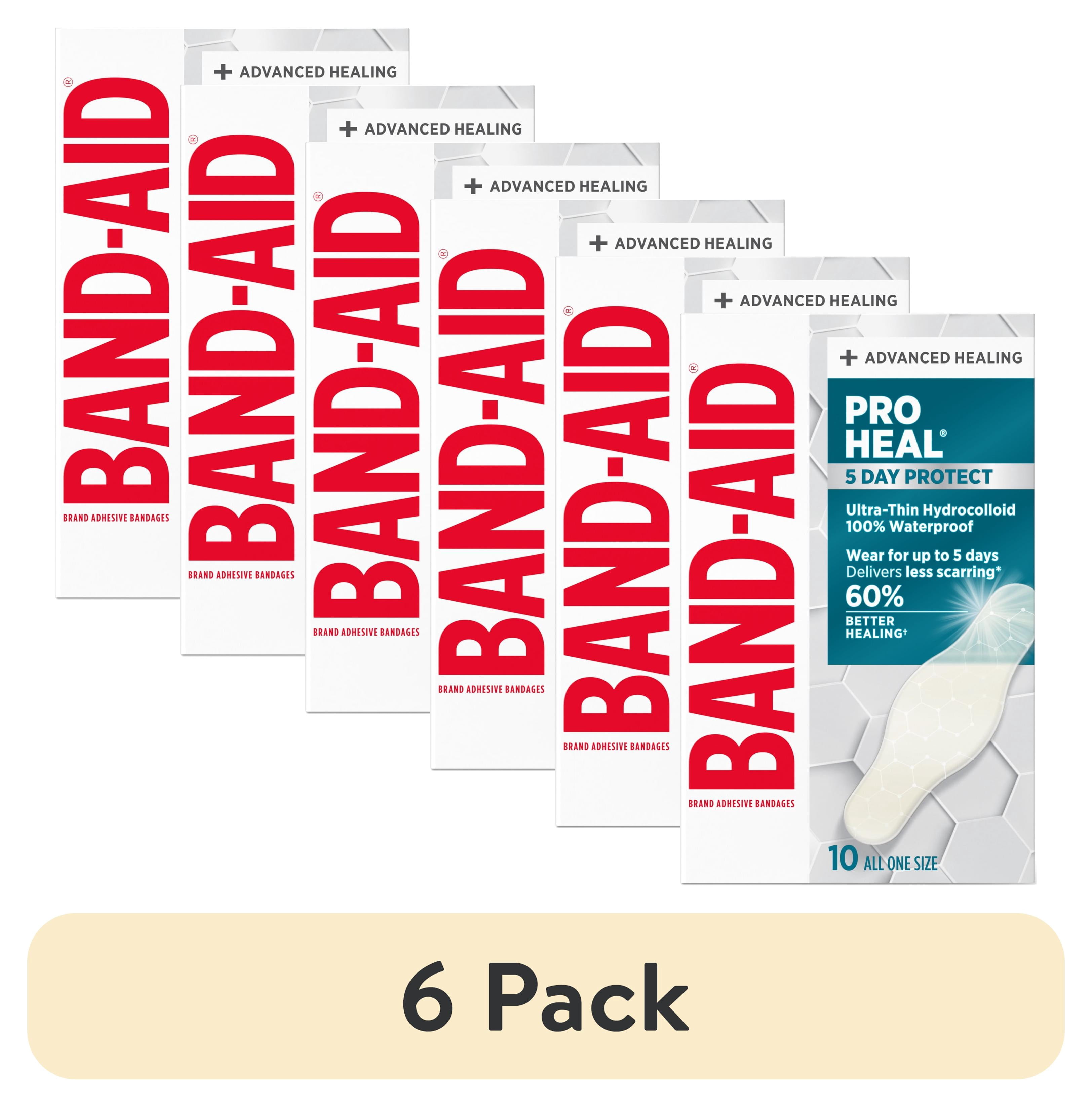 (6 pack) Band-Aid Brand Pro Heal 5 Day Protect Hydrocolloid Bandages, Waterproof, 10 Count