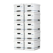 6 pack Bankers Box Basic Duty Letter/Legal File Storage Box with Lids, 10 Pack, White Corrugate Cardboard