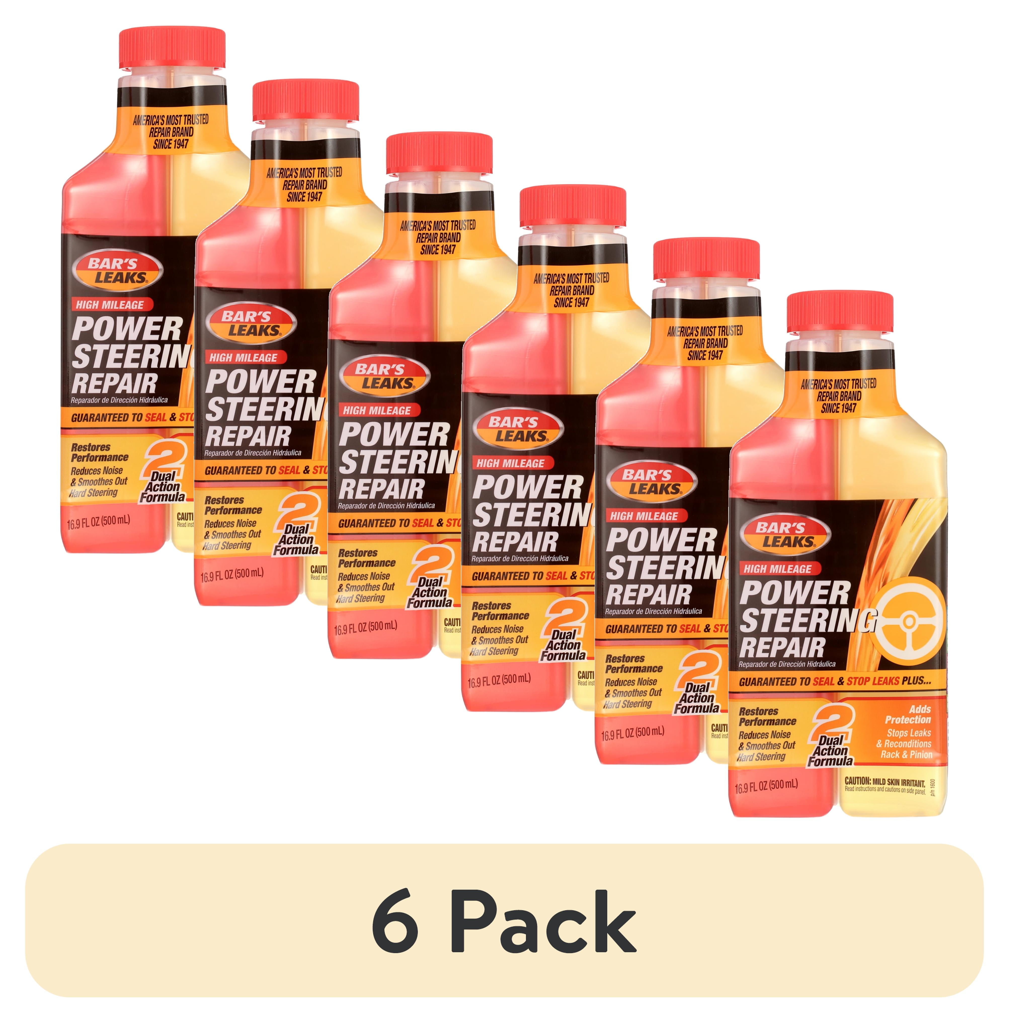 (6 pack) Bar's Leaks 1600 High Mileage Power Steering Fluid Repair, 16.9 oz