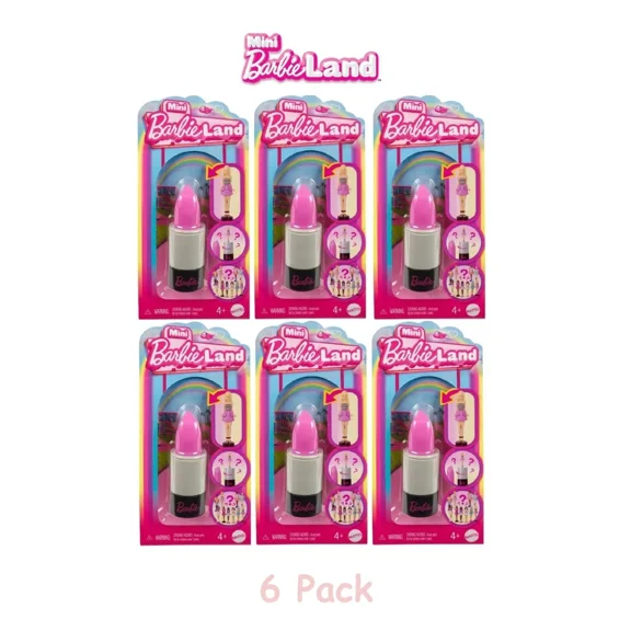 (6 pack) Barbie Mini BarbieLand Fashionistas Dolls, 1.5-inch Dolls in Lipstick Tube, Surprise Reveal (Styles May Vary)