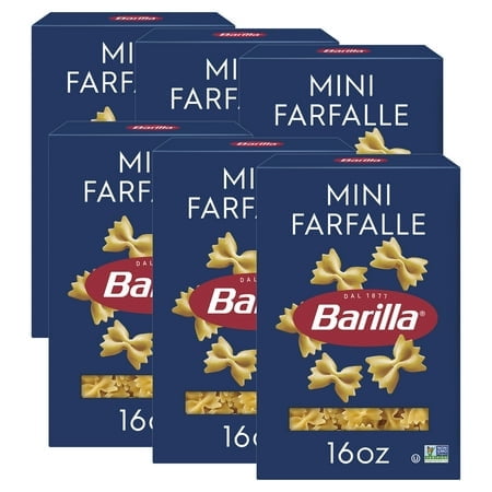 (6 pack) Barilla Classic Non-GMO, Kosher Certified Mini Farfalle Pasta, 16 oz