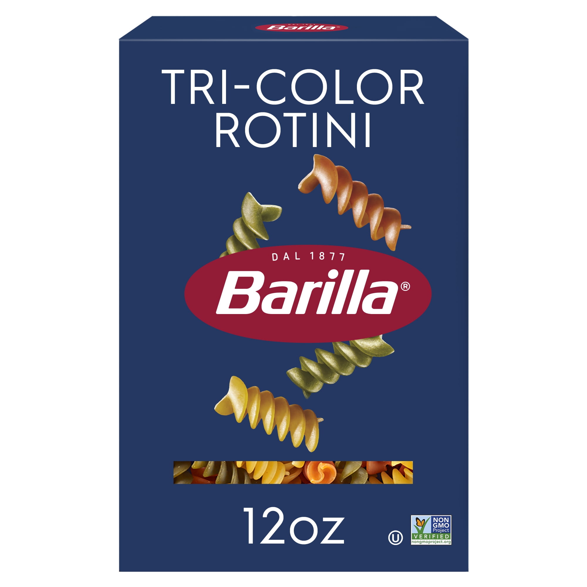 (6 pack) Barilla Classic Non-GMO, Kosher Certified Tri-Color Rotini Pasta, 12 oz