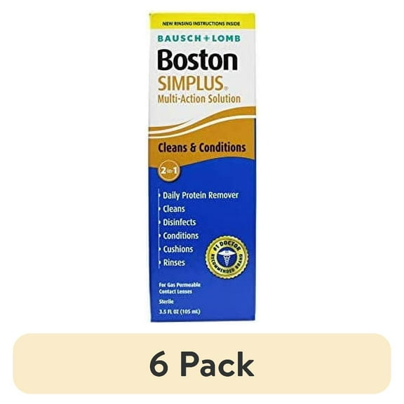 (6 pack) Bausch & Lomb Boston Simplus Multi Action Solution With Daily Protein Remover 3.5 Oz