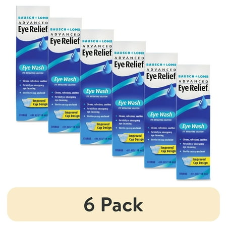 (6 pack) Advanced Eye Relief Eye Wash from Bausch & Lomb, Eye Irrigating Solution, 4 Fl Oz (118 mL)
