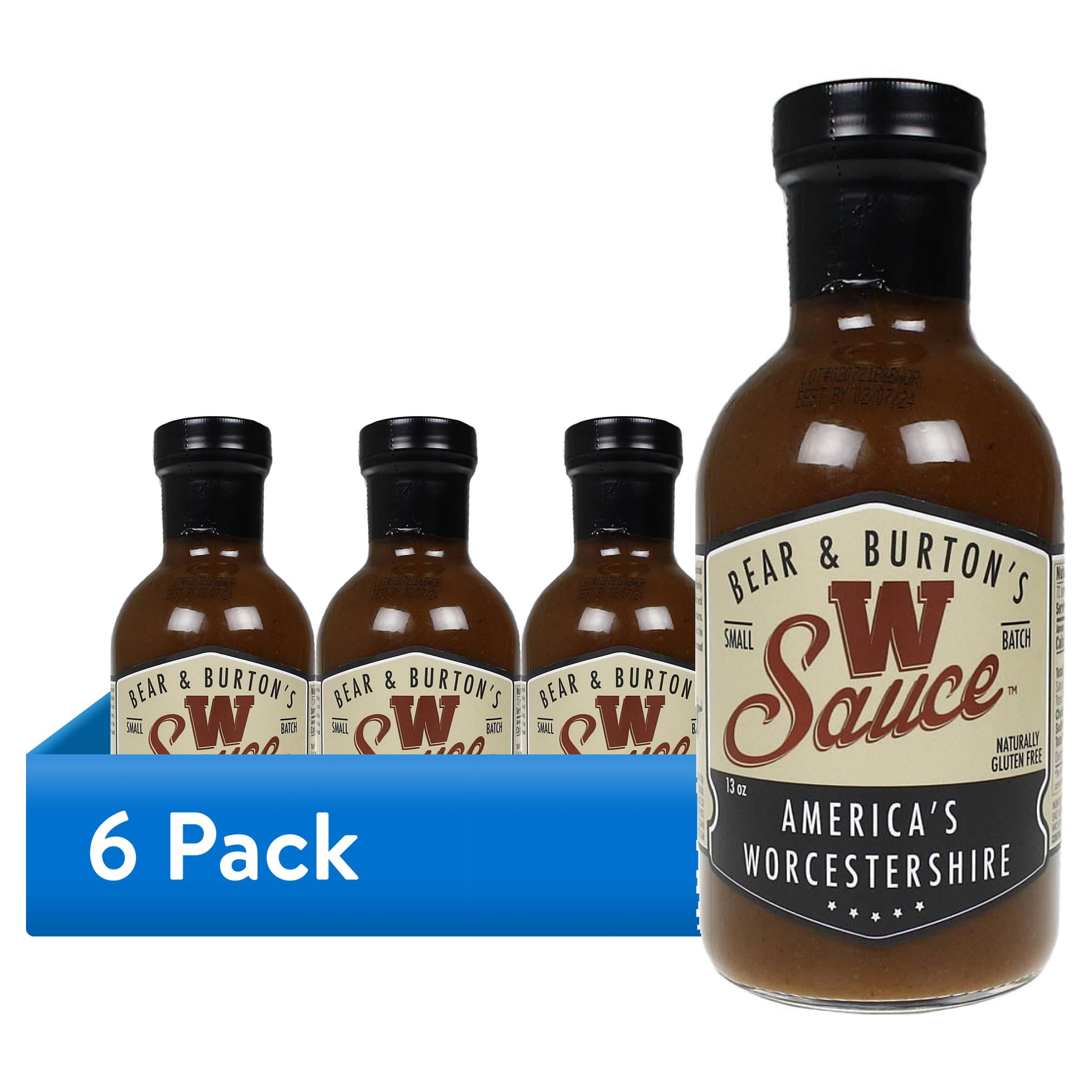 (6 pack) Bear & Burton's, The W Sauce - America's Worcestershire All Natural 12 Fluid oz. Bottle (Liquid)