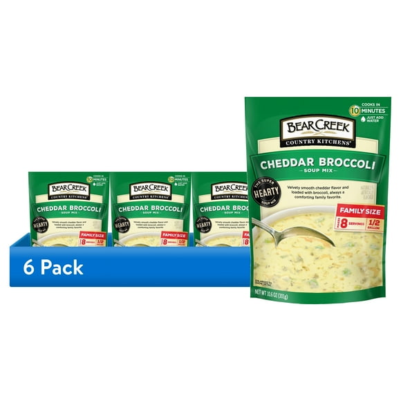 (6 pack) Bear Creek Country Kitchens Cheddar Broccoli Soup Mix, Shelf-Stable, 10.6 oz Pouch