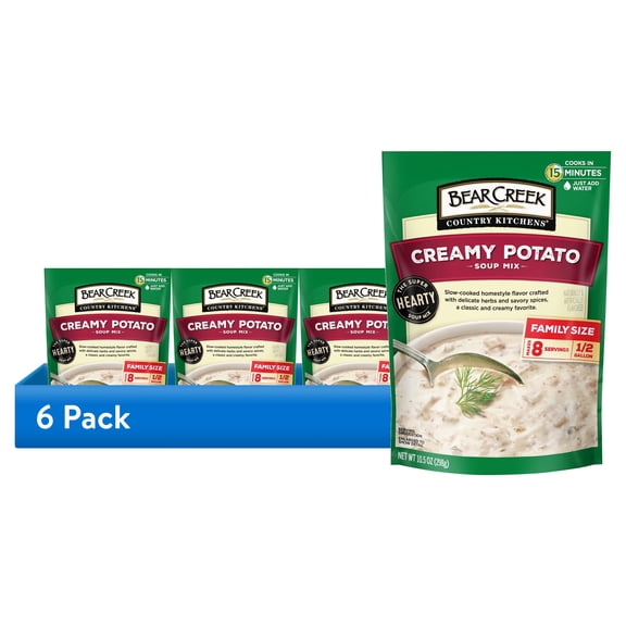 (6 pack) Bear Creek Country Kitchens Creamy Potato Soup Mix, 8 Servings, Shelf-Stable, 10.5 oz Pouch