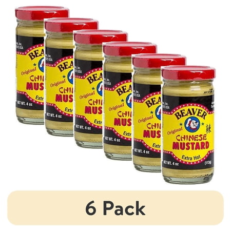 (6 pack) Beaver Extra Hot Chinese Mustard, 4 oz