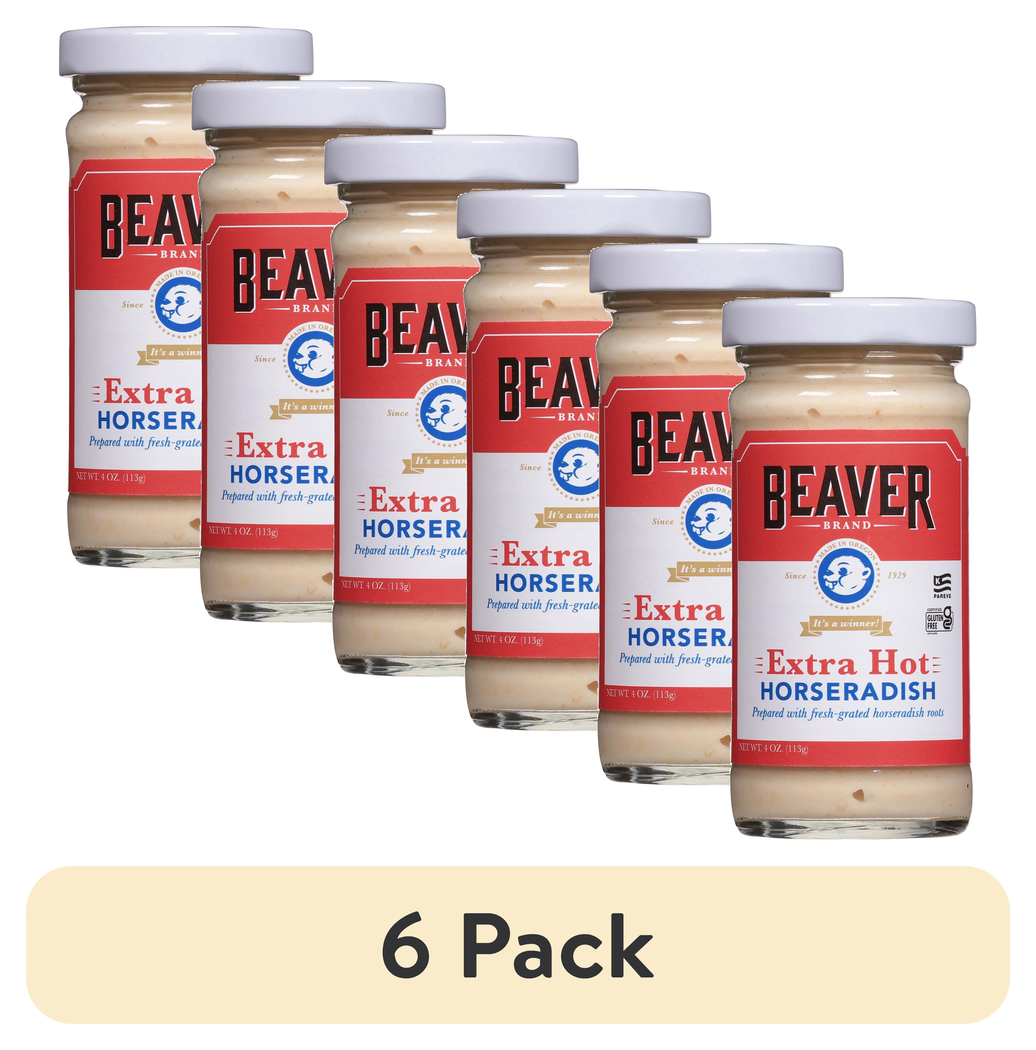 (6 pack) Beaver Extra Hot and Creamy Horseradish, 4 oz Jar
