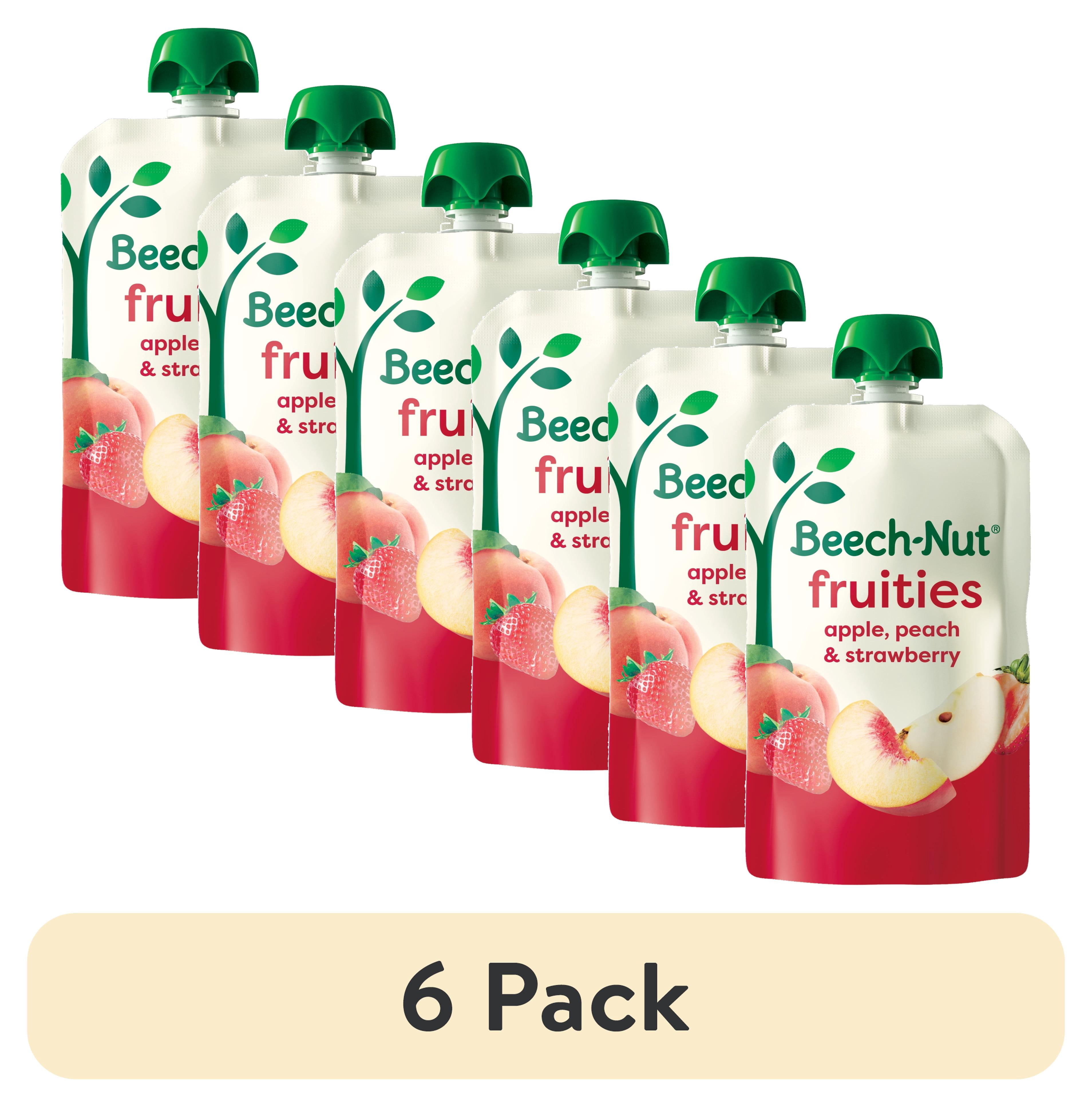 (6 pack) Beech-Nut Fruities Stage 2 Baby Food, Apple Peach & Strawberries, 3.5 oz Pouch