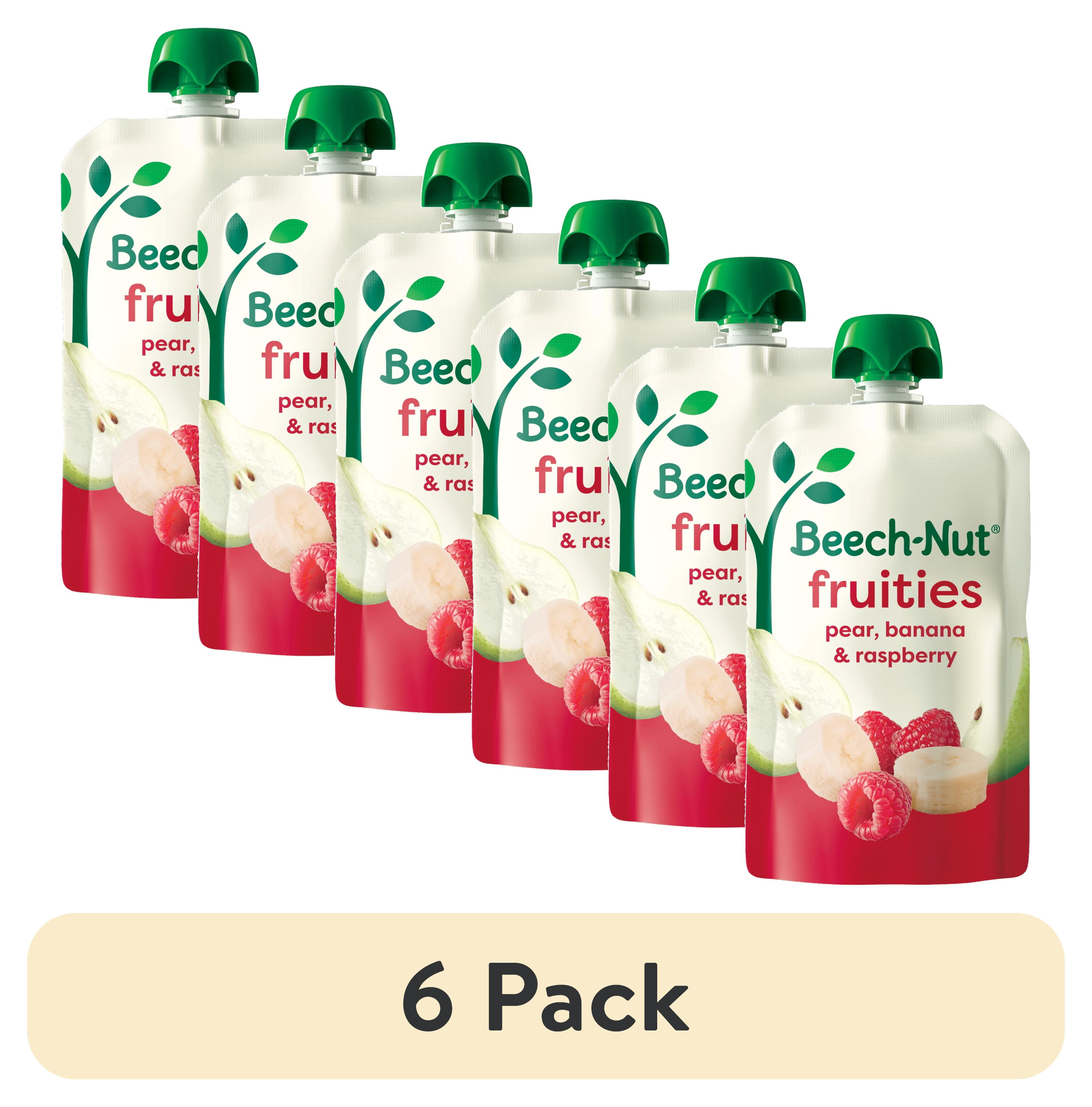 (6 pack) Beech-Nut Baby Food Stage 2 Pear Banana & Raspberry 3.5 oz Pouch