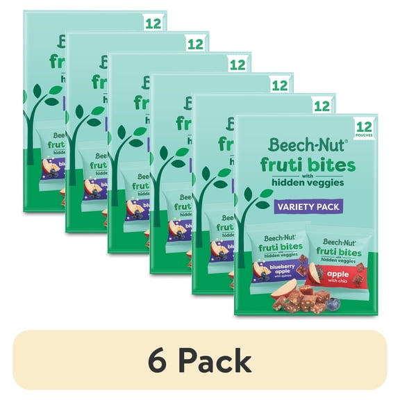 (6 pack) Beech-Nut Fruti Bites Toddler Snack with Hidden Veggies, Fruit Snack Variety Pack, 12 Pack