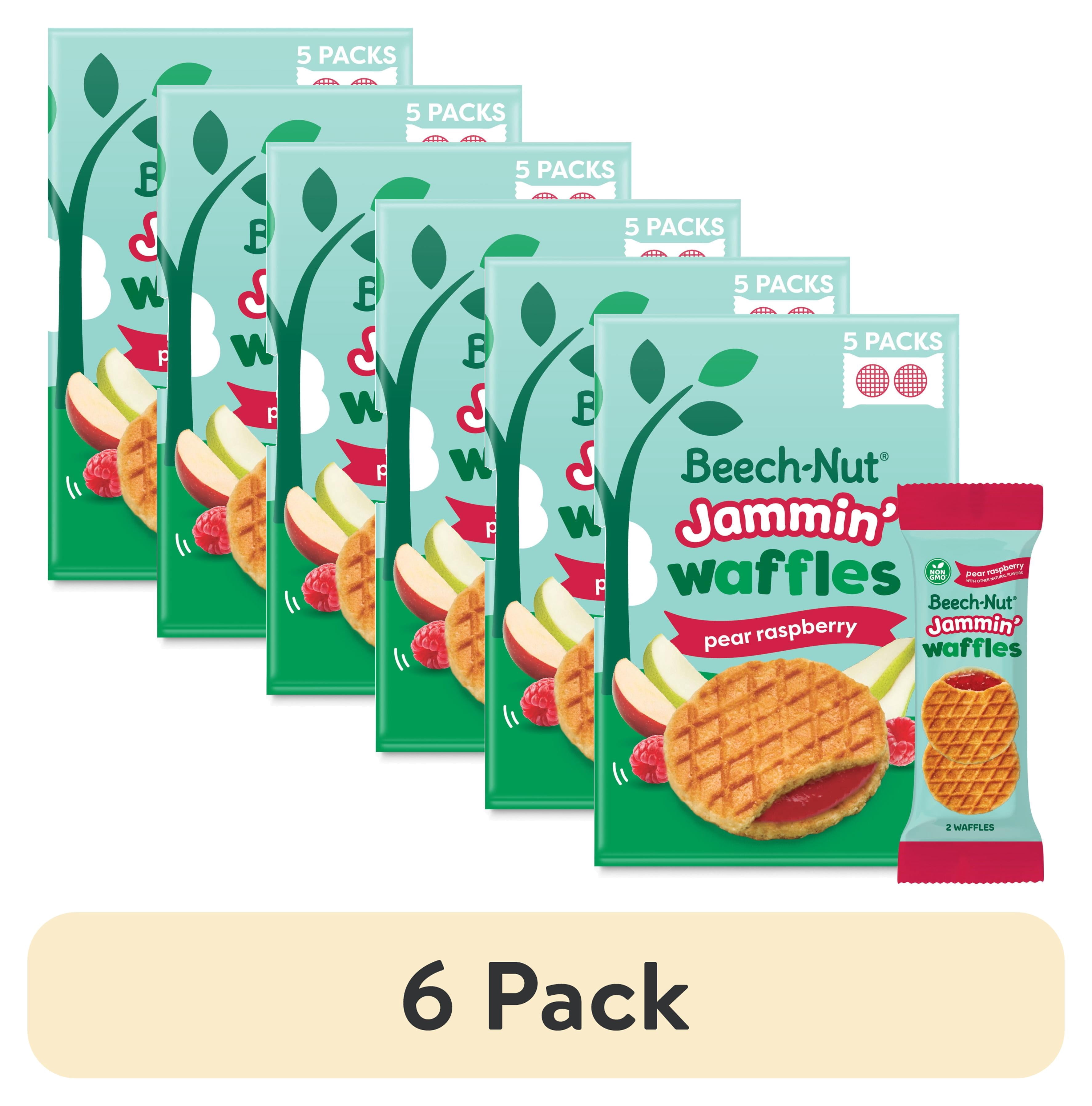 (6 pack) Beech-Nut Jammin' Waffles with Pear Raspberry Fruit Filling Toddler Snack, 5 Count