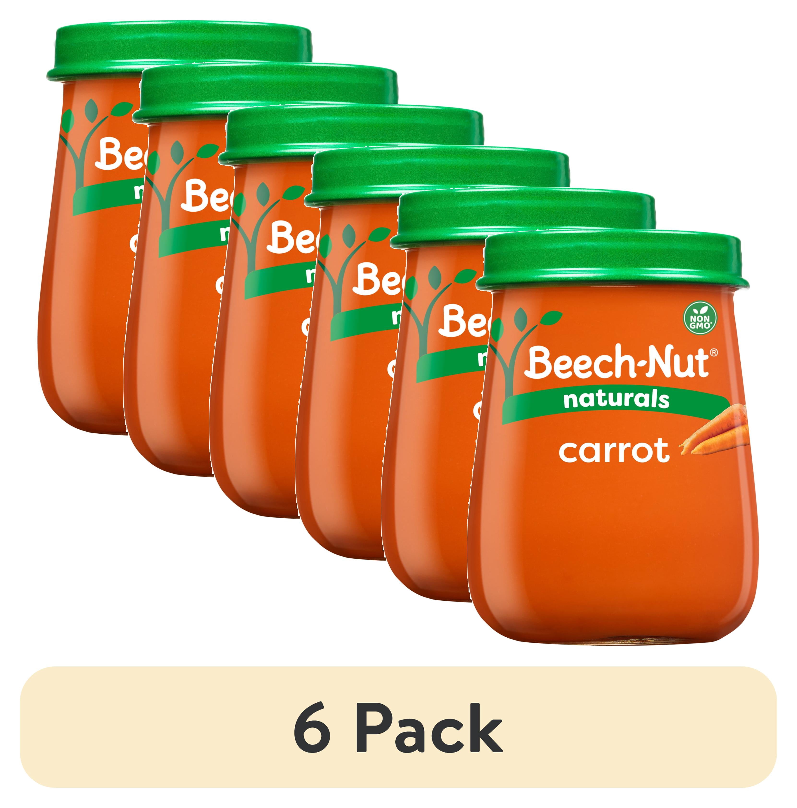 (6 pack) Beech-Nut Naturals Stage 1 Baby Food, Carrots, 4 oz Jar