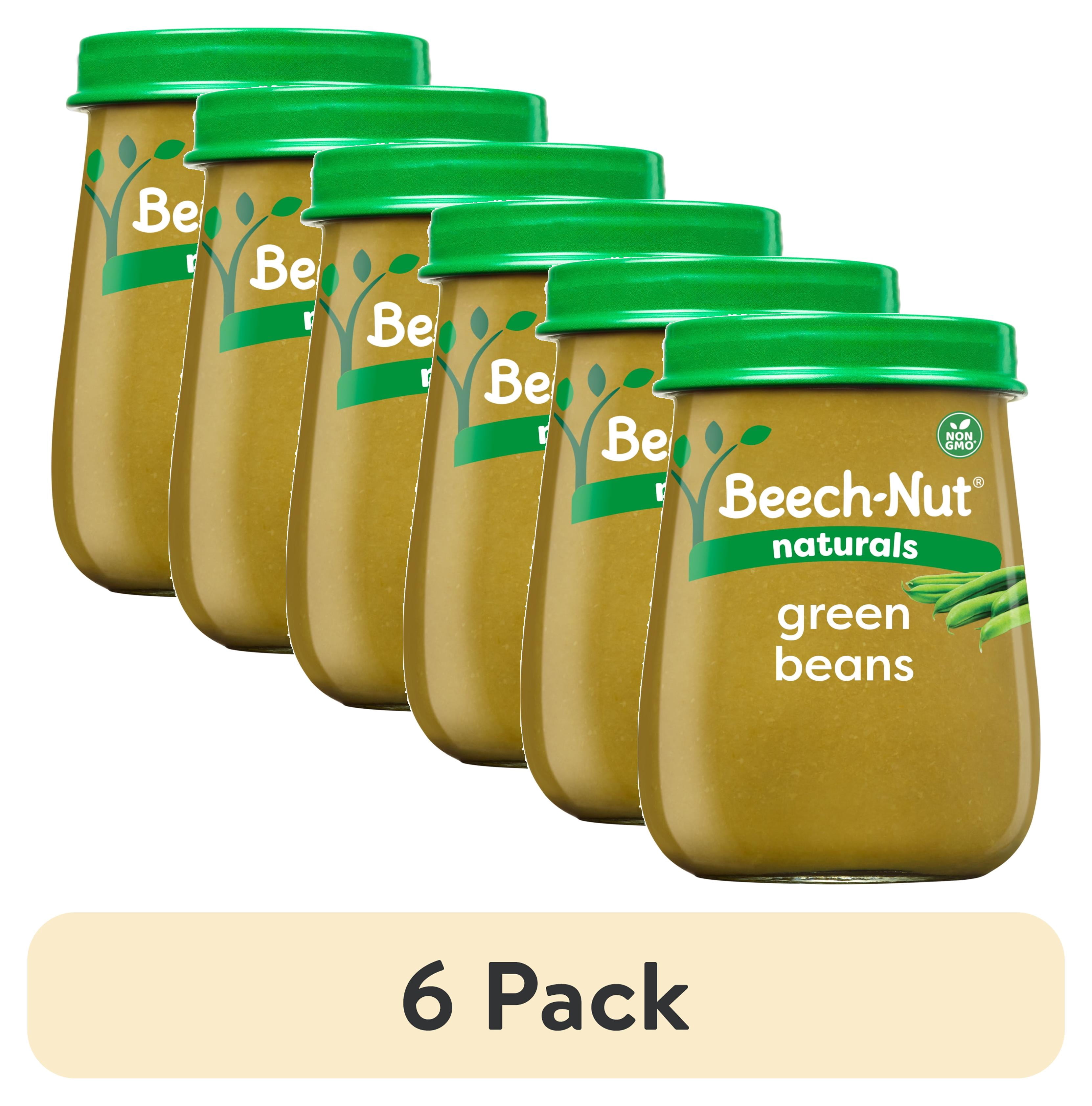 (6 pack) Beech-Nut Naturals Stage 1 Baby Food, Green Beans, 4 oz Jar