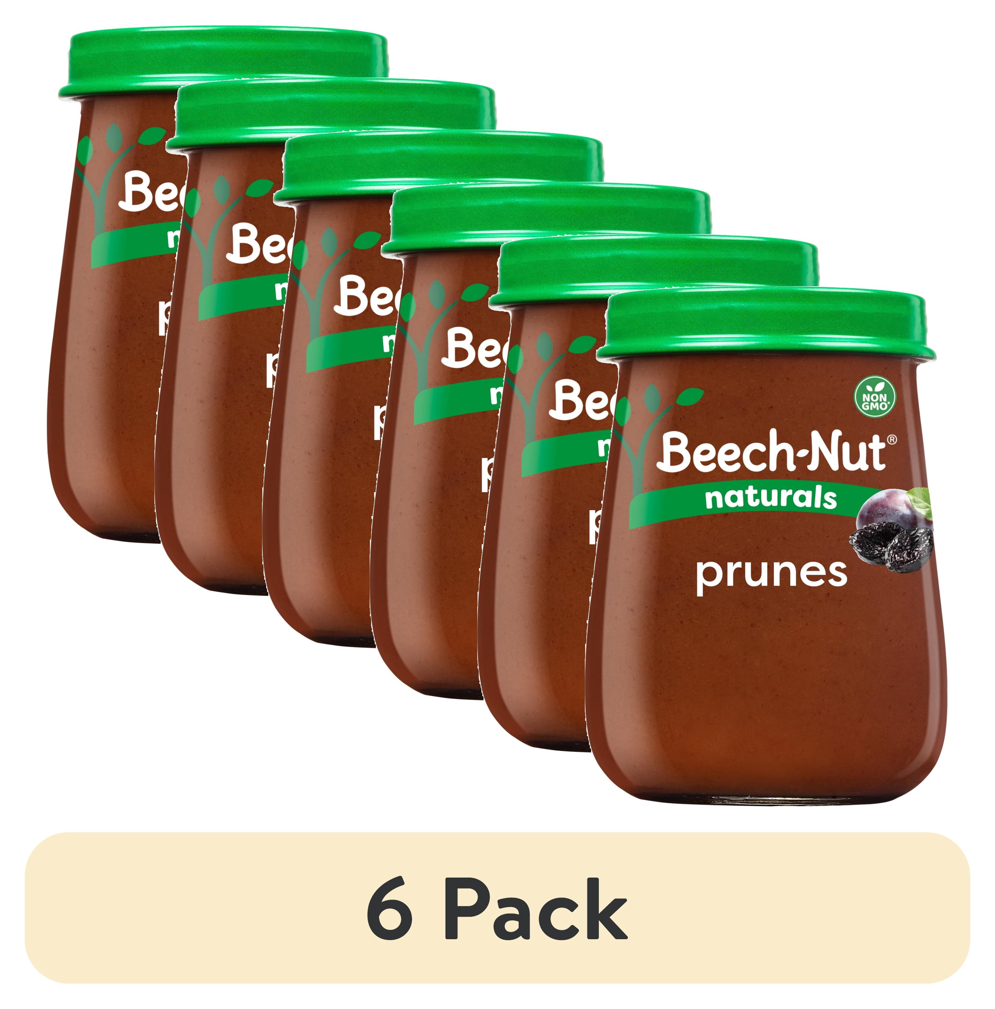 (6 pack) Beech-Nut Naturals Stage 1 Baby Food, Prunes, 4 oz Jar