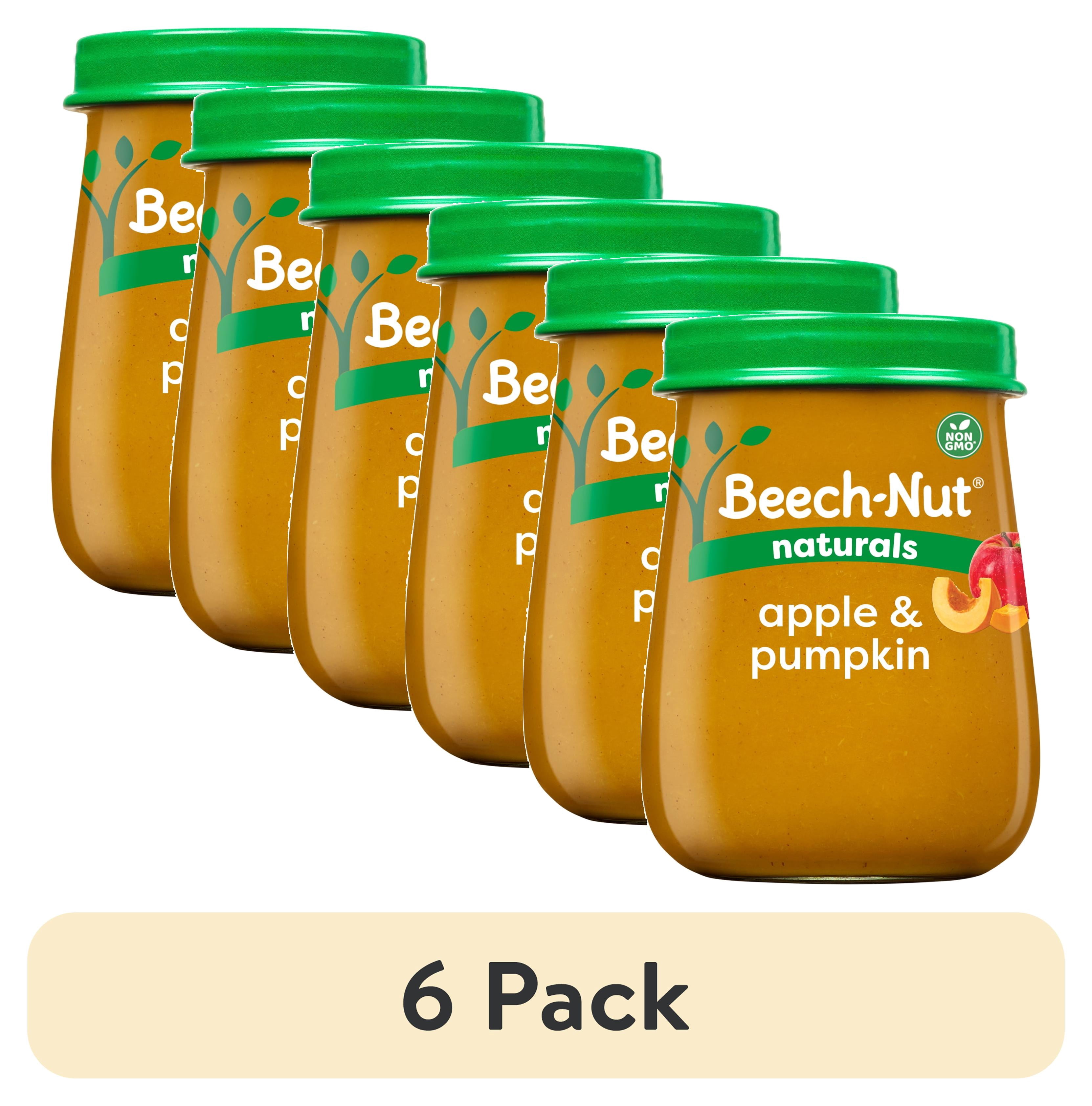 (6 pack) Beech-Nut Naturals Stage 2 Baby Food, Apple & Pumpkin, 4 oz Jar