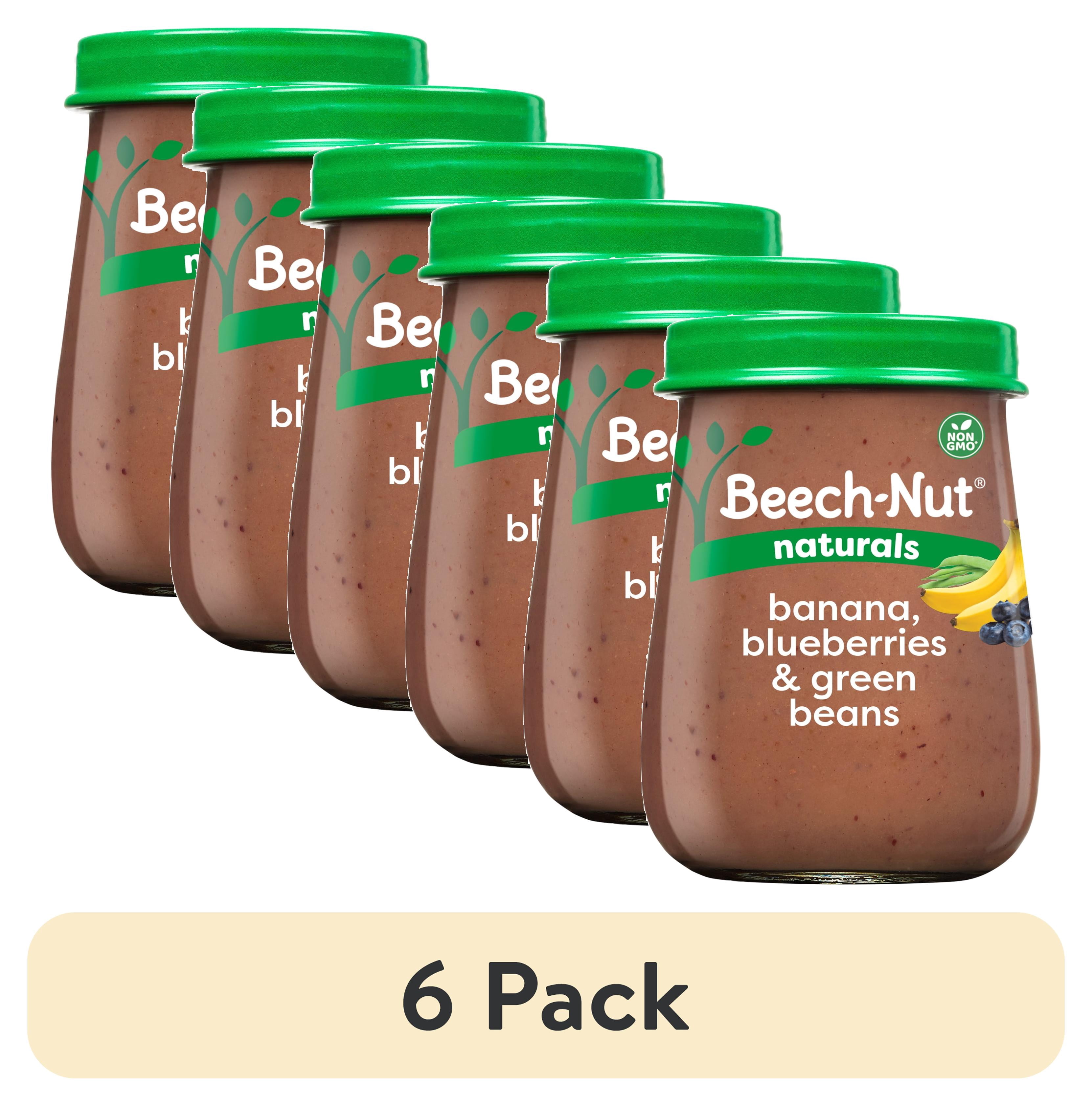 (6 pack) Beech-Nut Naturals Stage 2 Baby Food, Banana Blueberries & Green Beans, 4 oz Jar