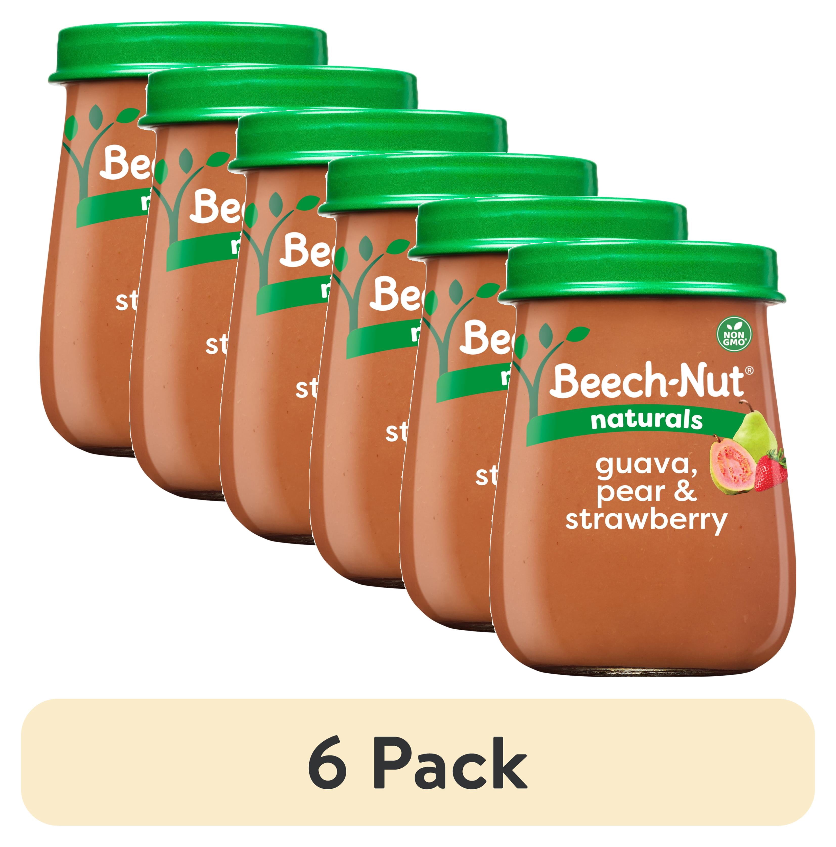(6 pack) Beech-Nut Naturals Stage 2 Baby Food, Guava Pear & Strawberries, 4 oz Jar