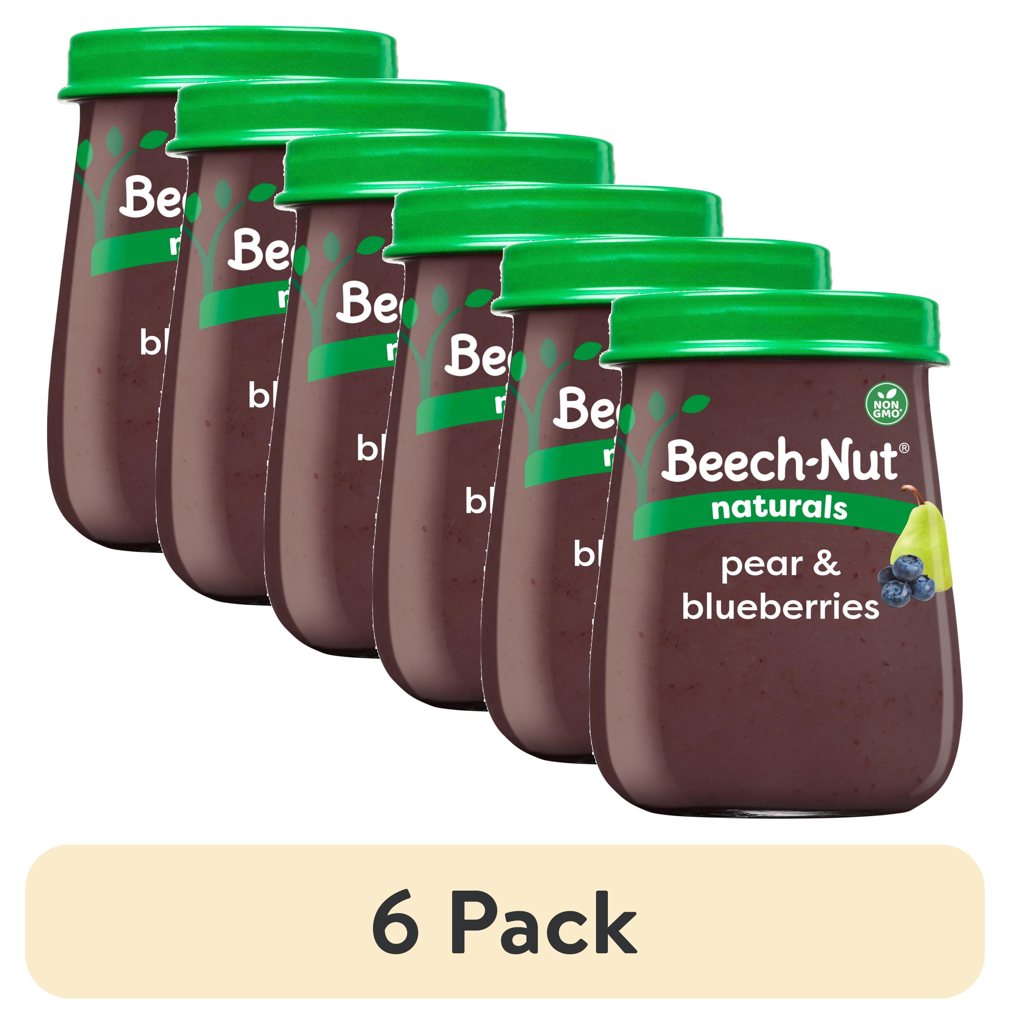 (6 pack) Beech-Nut Naturals Stage 2 Baby Food, Pear & Blueberries, 4 oz Jar