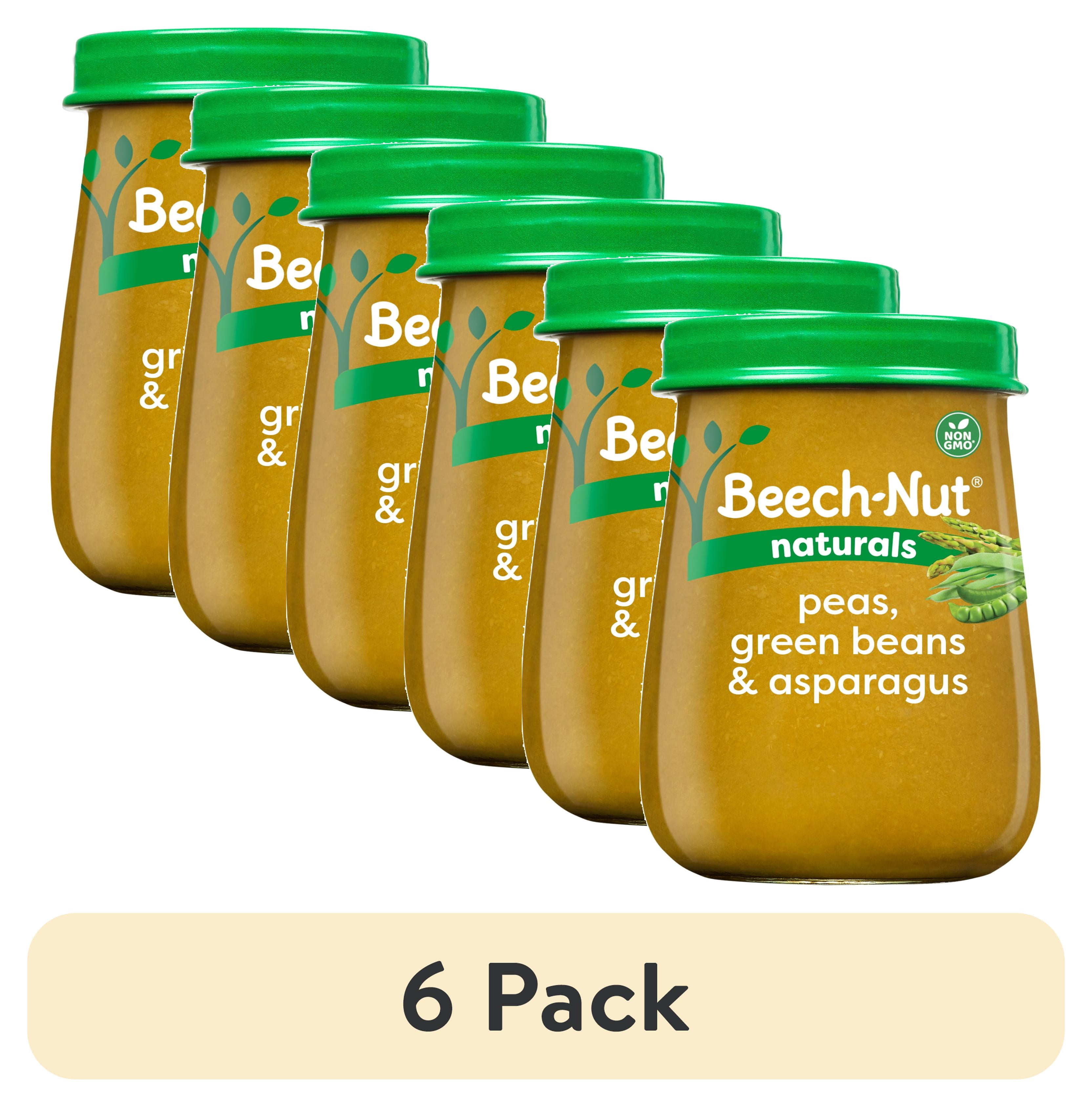 (6 pack) Beech-Nut Naturals Stage 2 Baby Food, Peas Green Bean & Asparagus, 4 oz Jar
