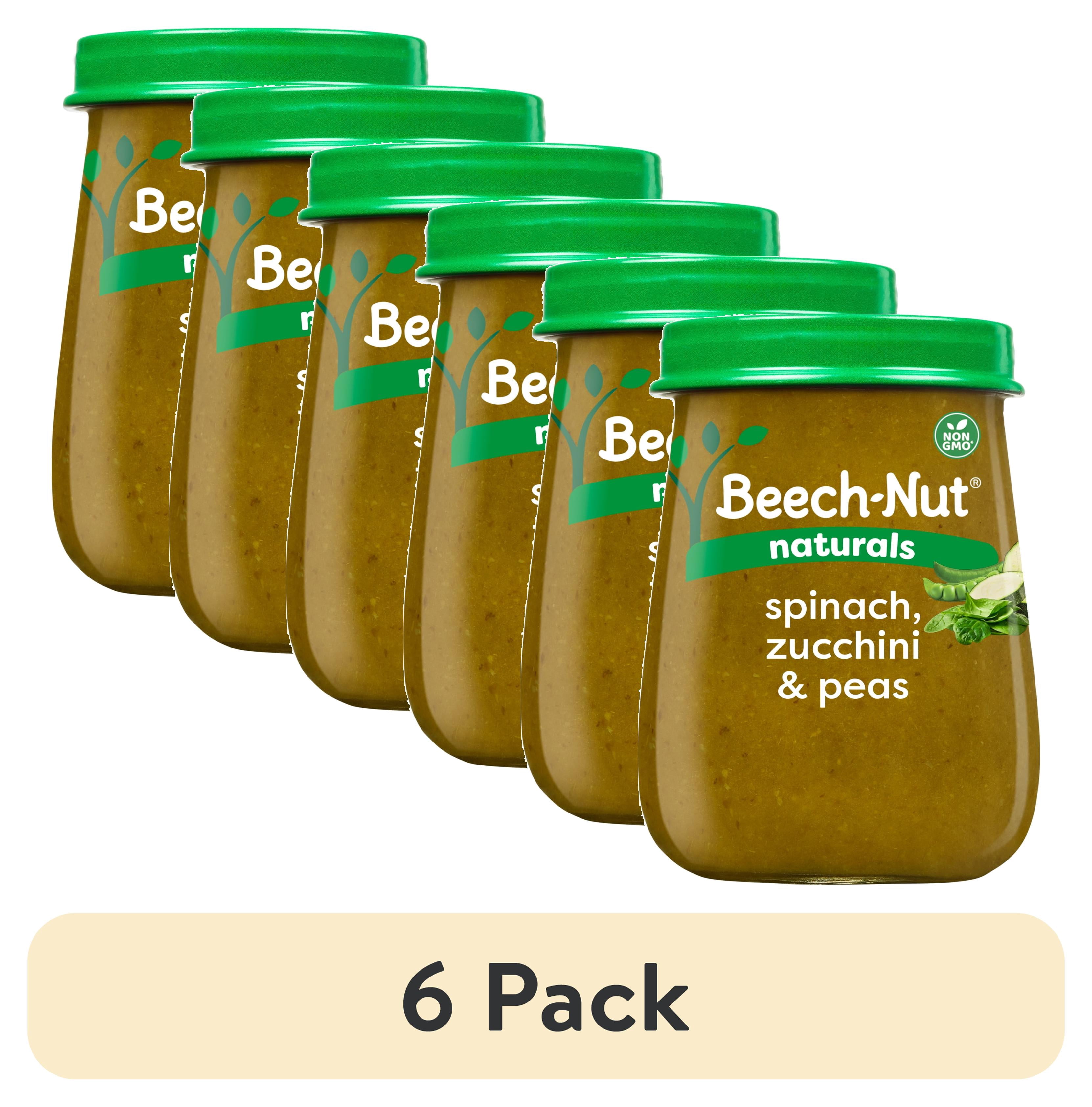 (6 pack) Beech-Nut Naturals Stage 2 Baby Food, Pea Zucchini & Spinach, 4 oz Jar