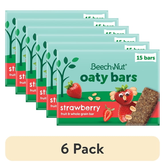 (6 pack) Beech-Nut Oaty Bars with Fruit & Whole Grain Strawberry Toddler Snack Bar, 15 Bars