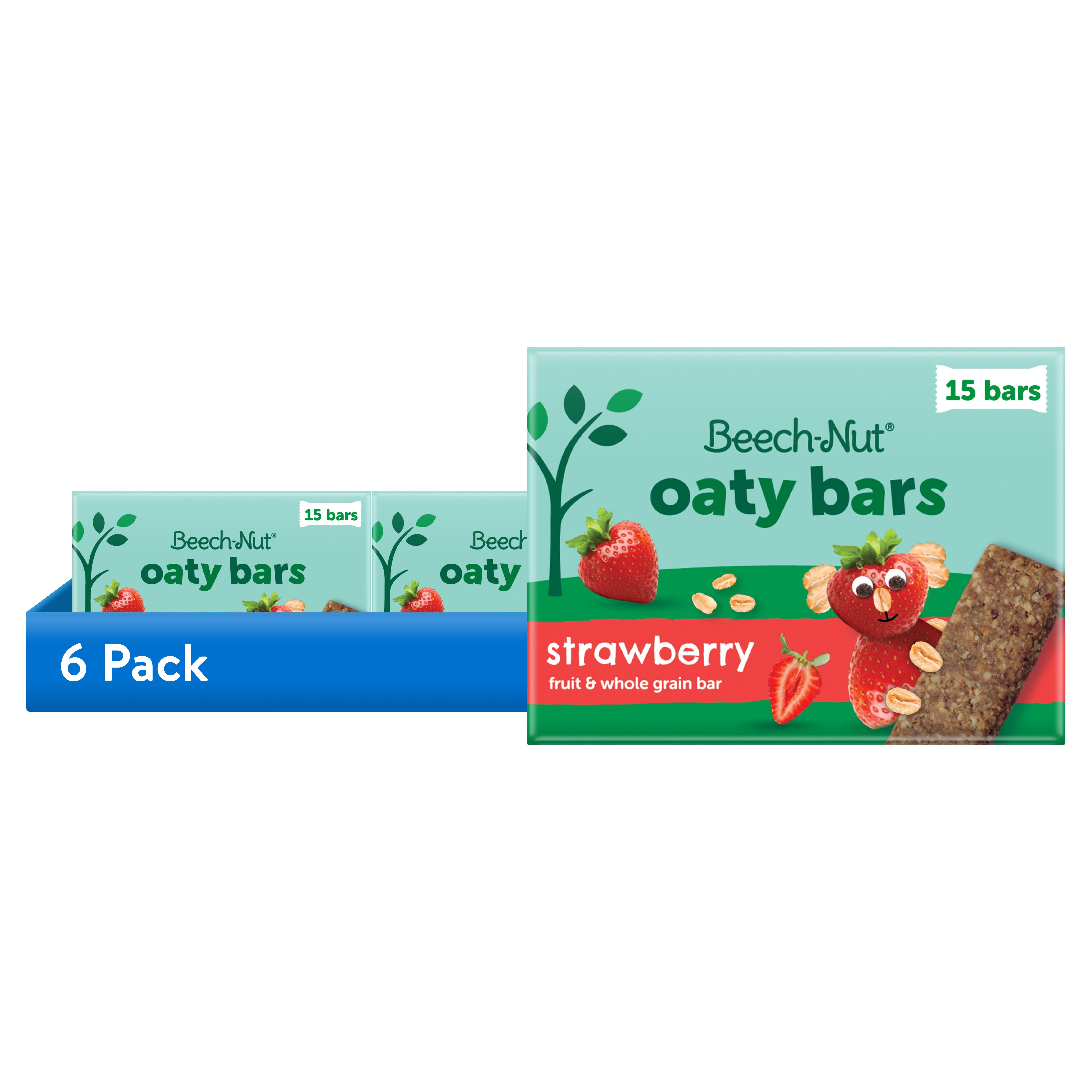 (6 pack) Beech-Nut Oaty Bars with Fruit & Whole Grain Strawberry Toddler Snack Bar, 15 Bars