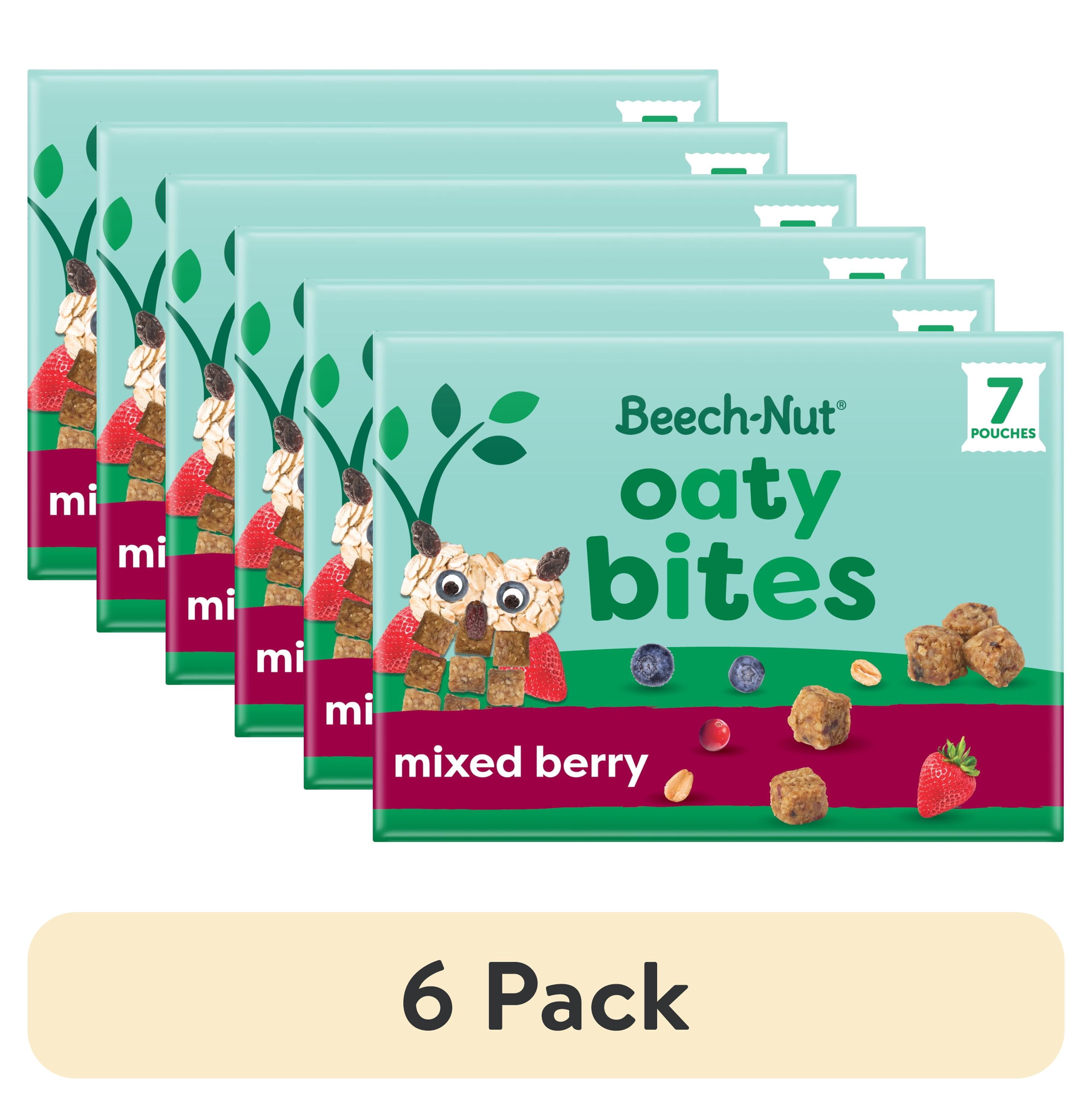 (6 pack) Beech-Nut Oaty Bites with Fruit & Whole Grains, Mixed Berry Toddler Snack Bites, 7 Packs