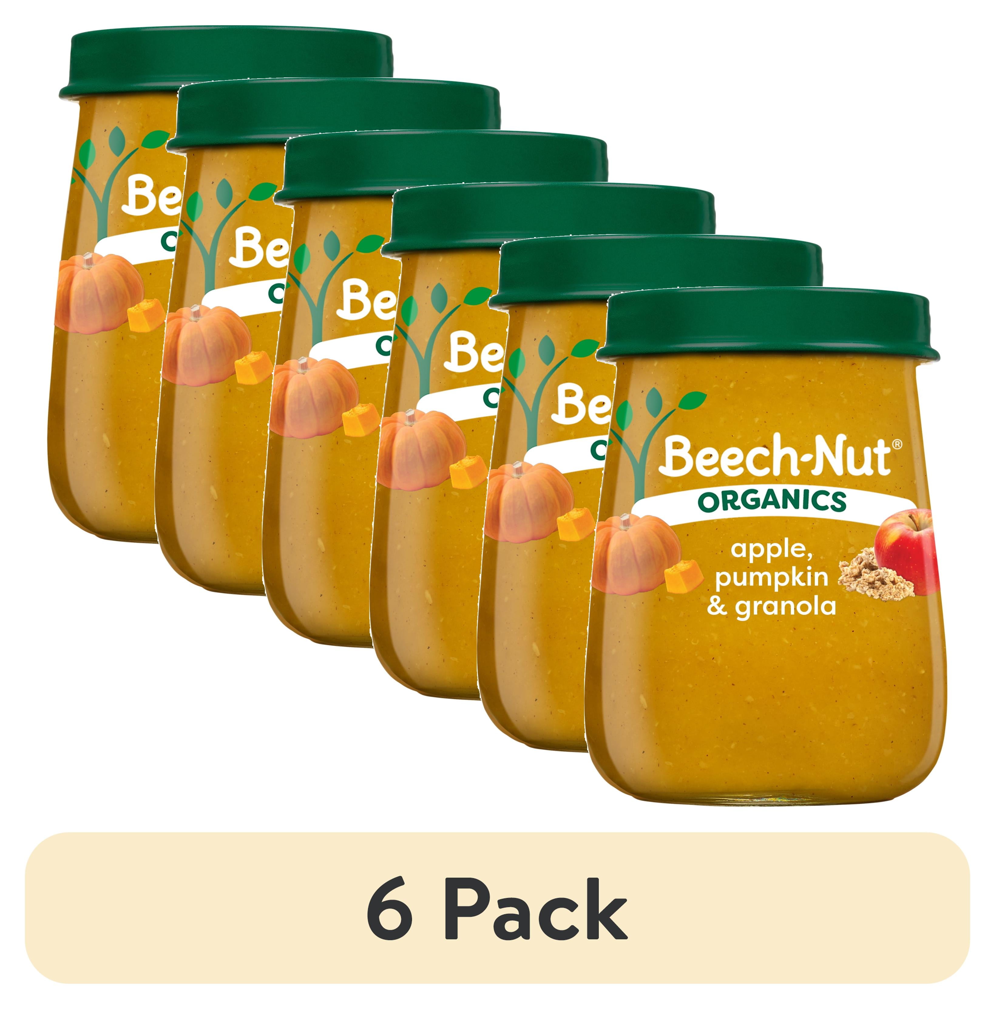 (6 pack) Beech-Nut Organics Stage 2 Organic Baby Food, Apple Pumpkin & Granola, 4 oz Jar