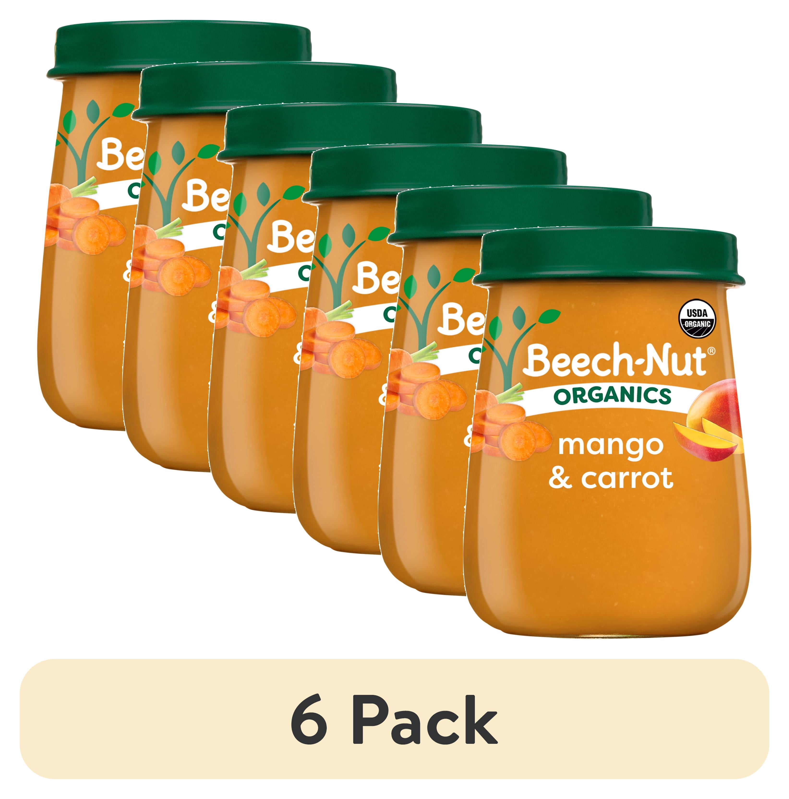 (6 pack) Beech-Nut Organics Stage 2 Organic Baby Food, Mango & Carrot, 4oz Jar